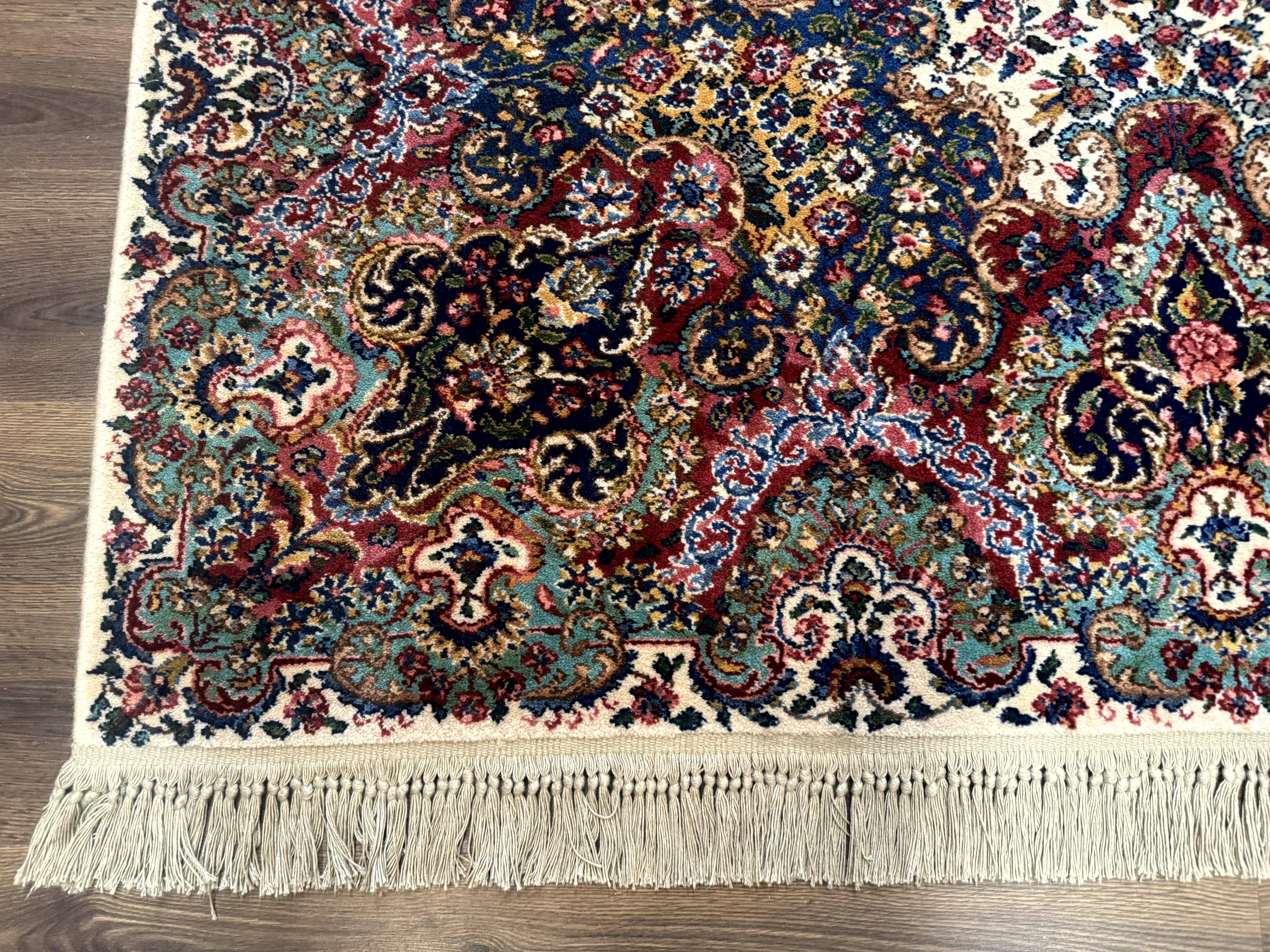 Karastan Ivory Kirman Rug #742, Wool Karastan Carpet 8.8 x 12, Vintage - Jewel Rugs