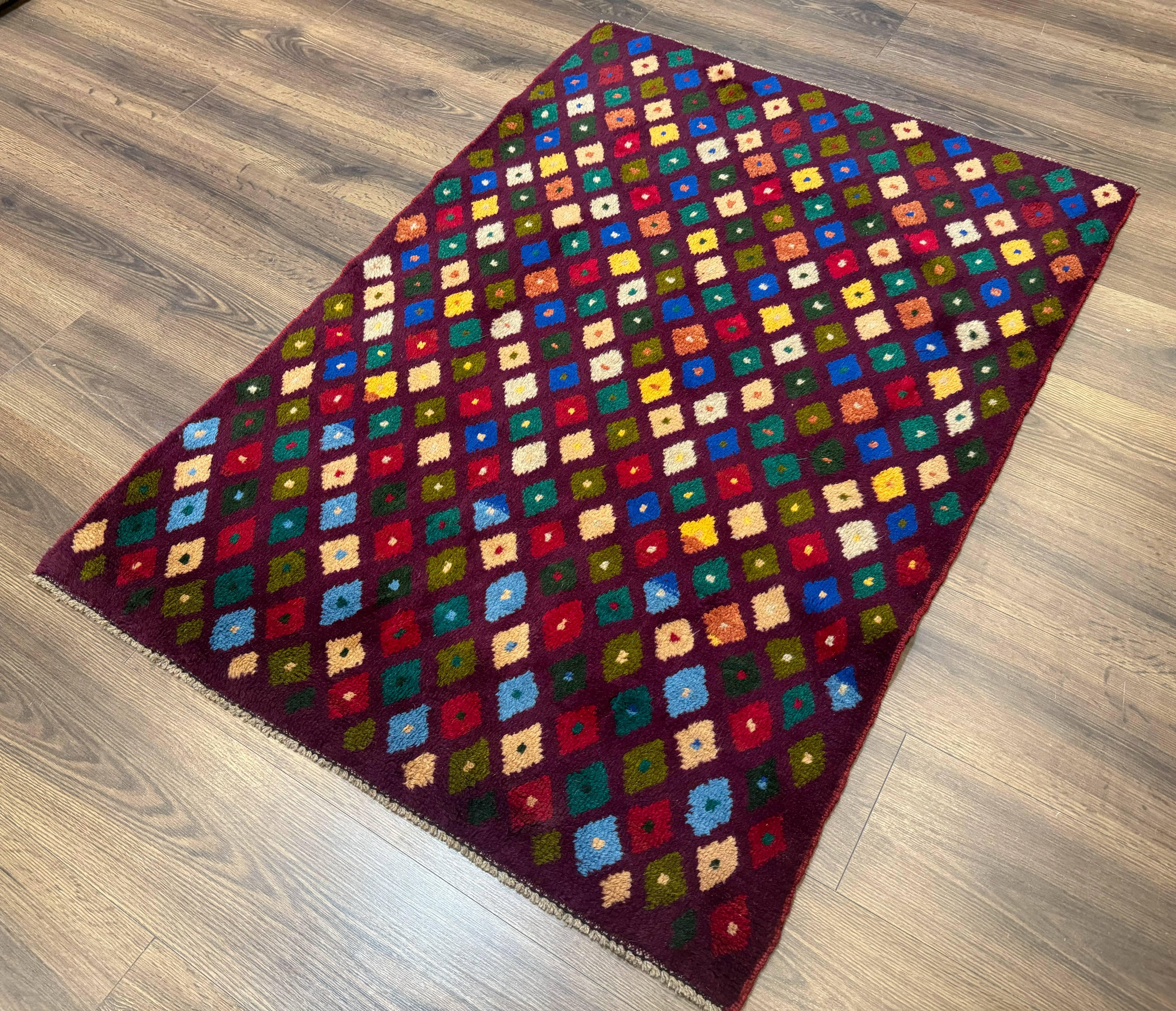 Balouch Rug 3x5, Afghan Rug, Purple-Maroon, Multicolor, Tribal Rug - Jewel Rugs