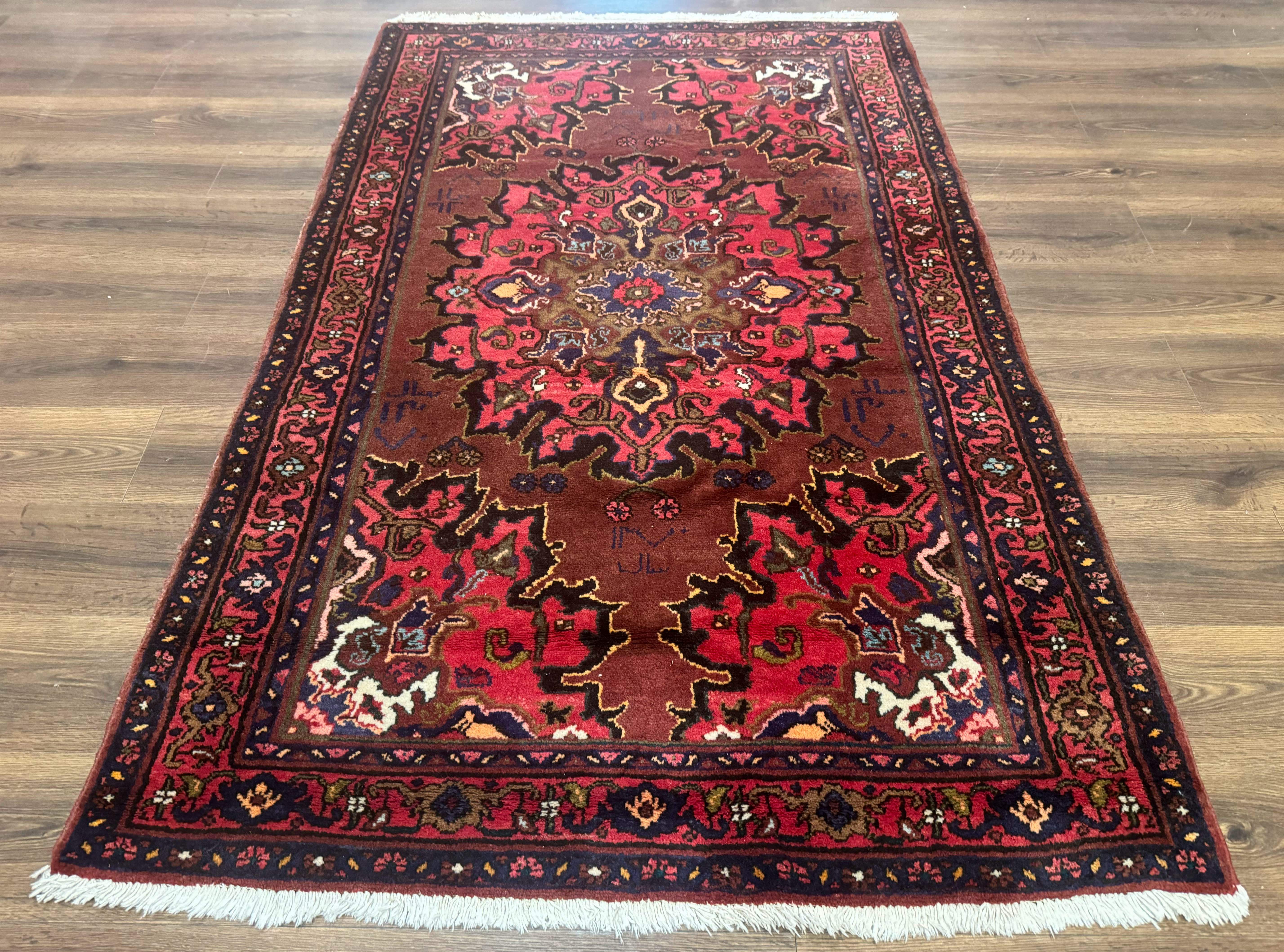 Persian Tafresh Rug 4x7 – Red, Large Medallion, Hand-Knotted Wool Vintage Carpet - Jewel Rugs
