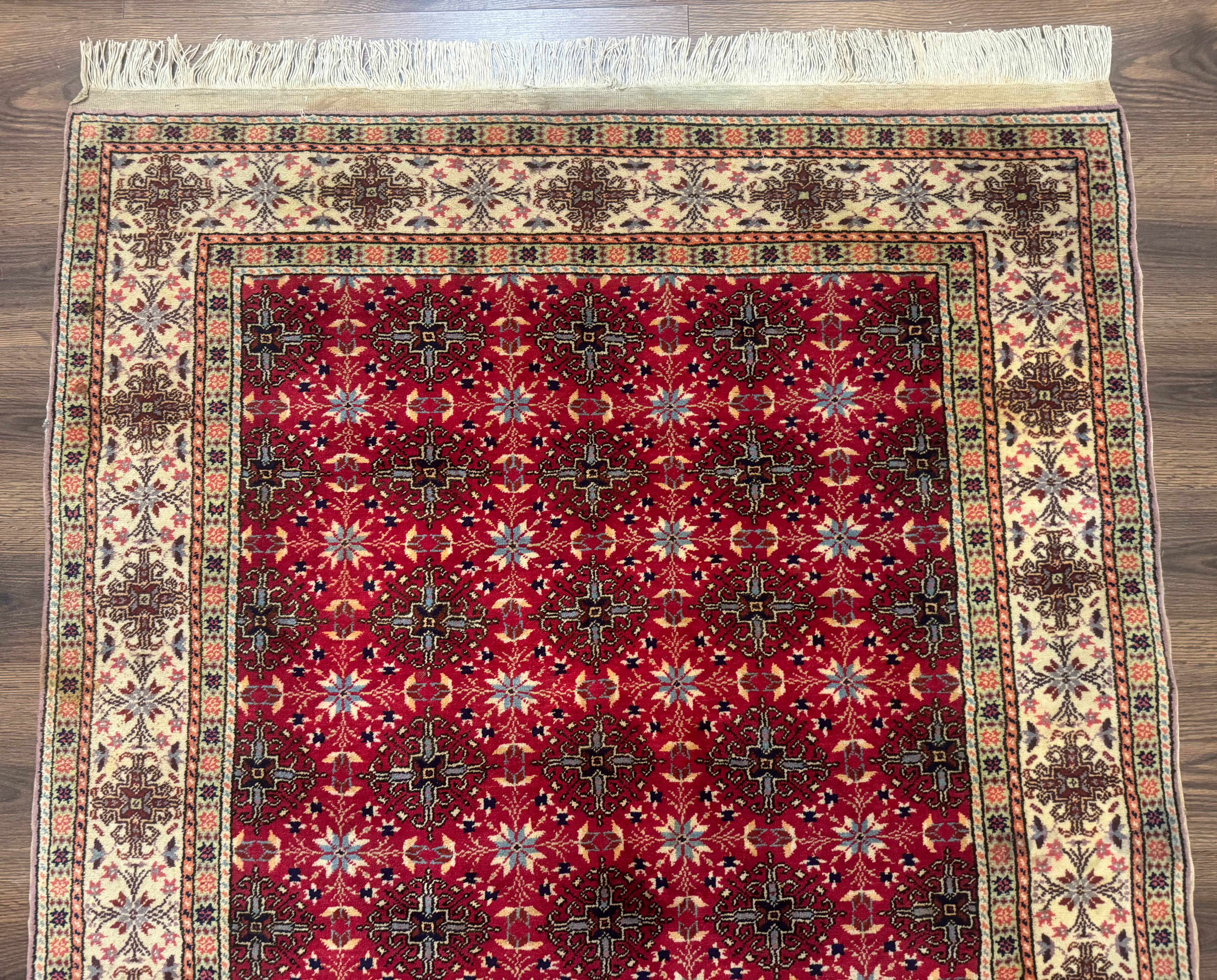 Turkish Sivas Rug 4x6, Red and Cream, Allover Design, Handmade Vintage - Jewel Rugs