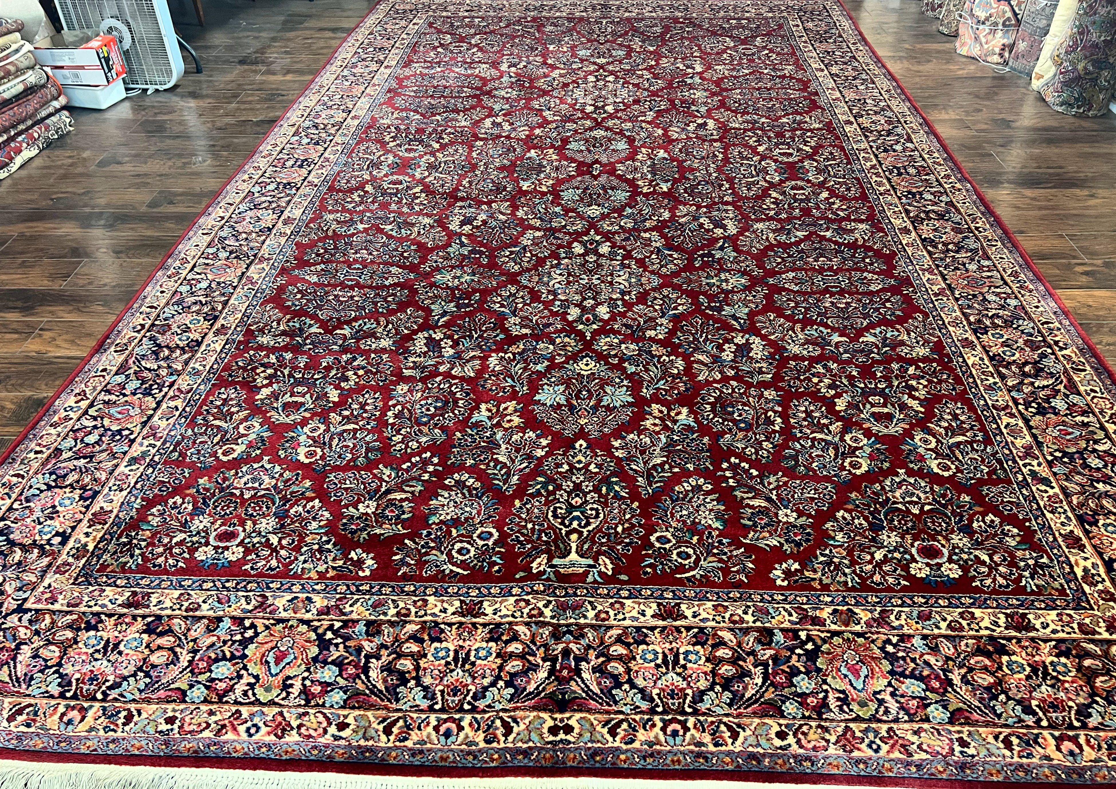 Karastan Rug 10x18 Red Sarouk #785, Wool Karastan Carpet, Original 700 Series, Vintage Discontinued Large Oriental Rug - Jewel Rugs