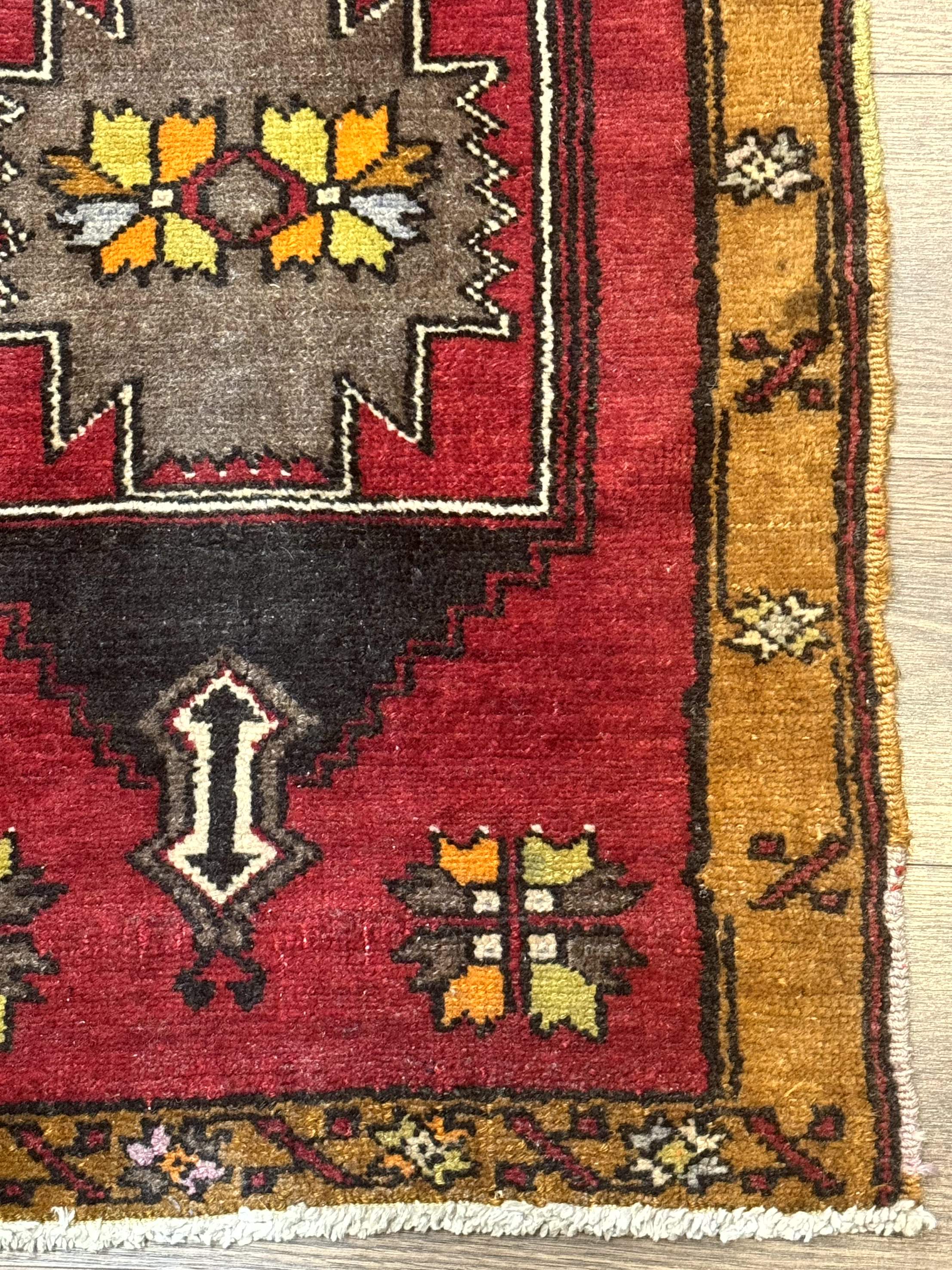 Turkish Yastik Rug 2x3, Geometric Medallion, Small Turkish Wool Rug, Red - Jewel Rugs