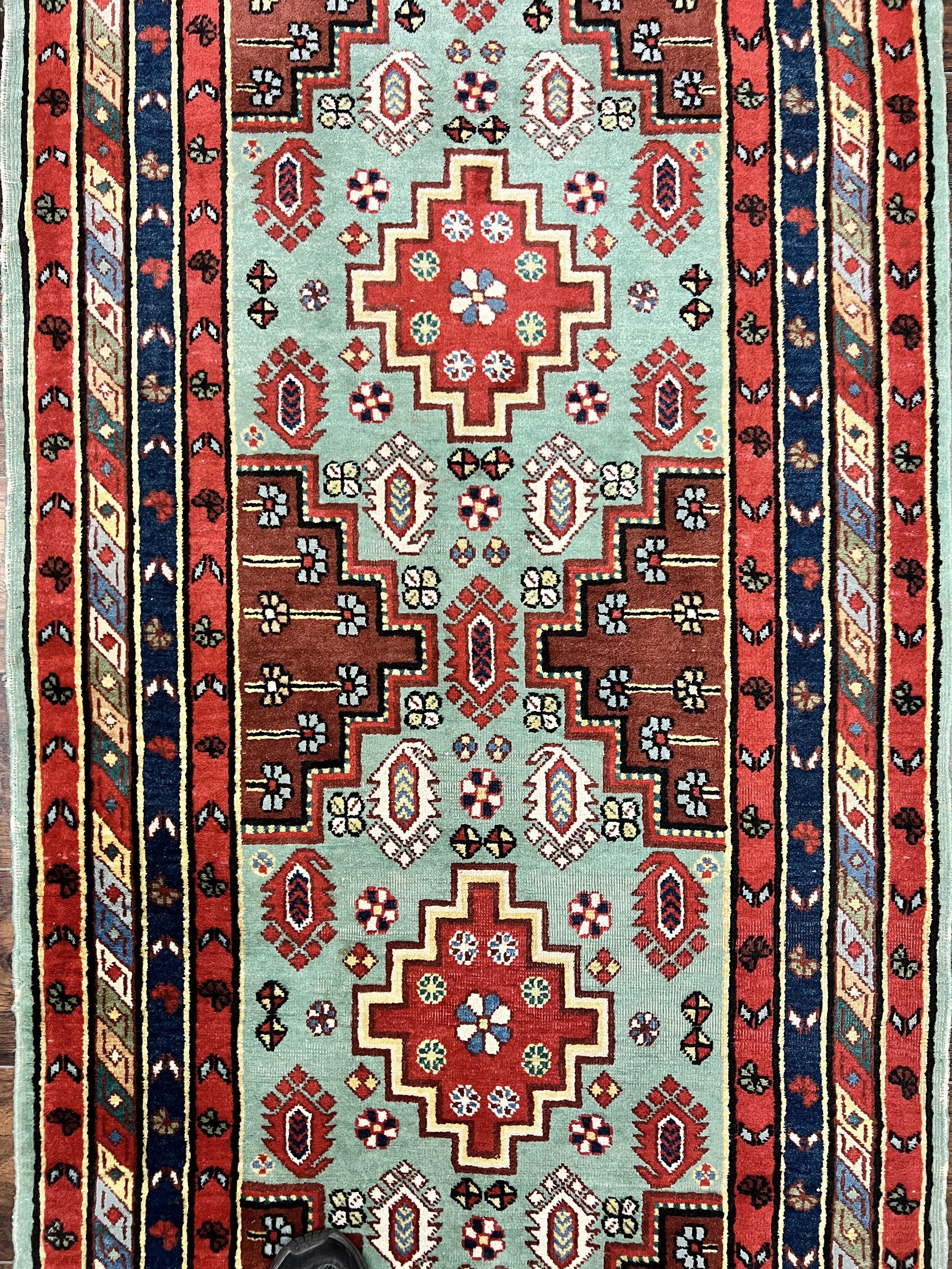 Colorful Turkish Rug 3x6, Geometric Heriz Oriental Carpet, Wool Hand Knotted Vintage Carpet, Oriental Rug 3 x 6 - Jewel Rugs