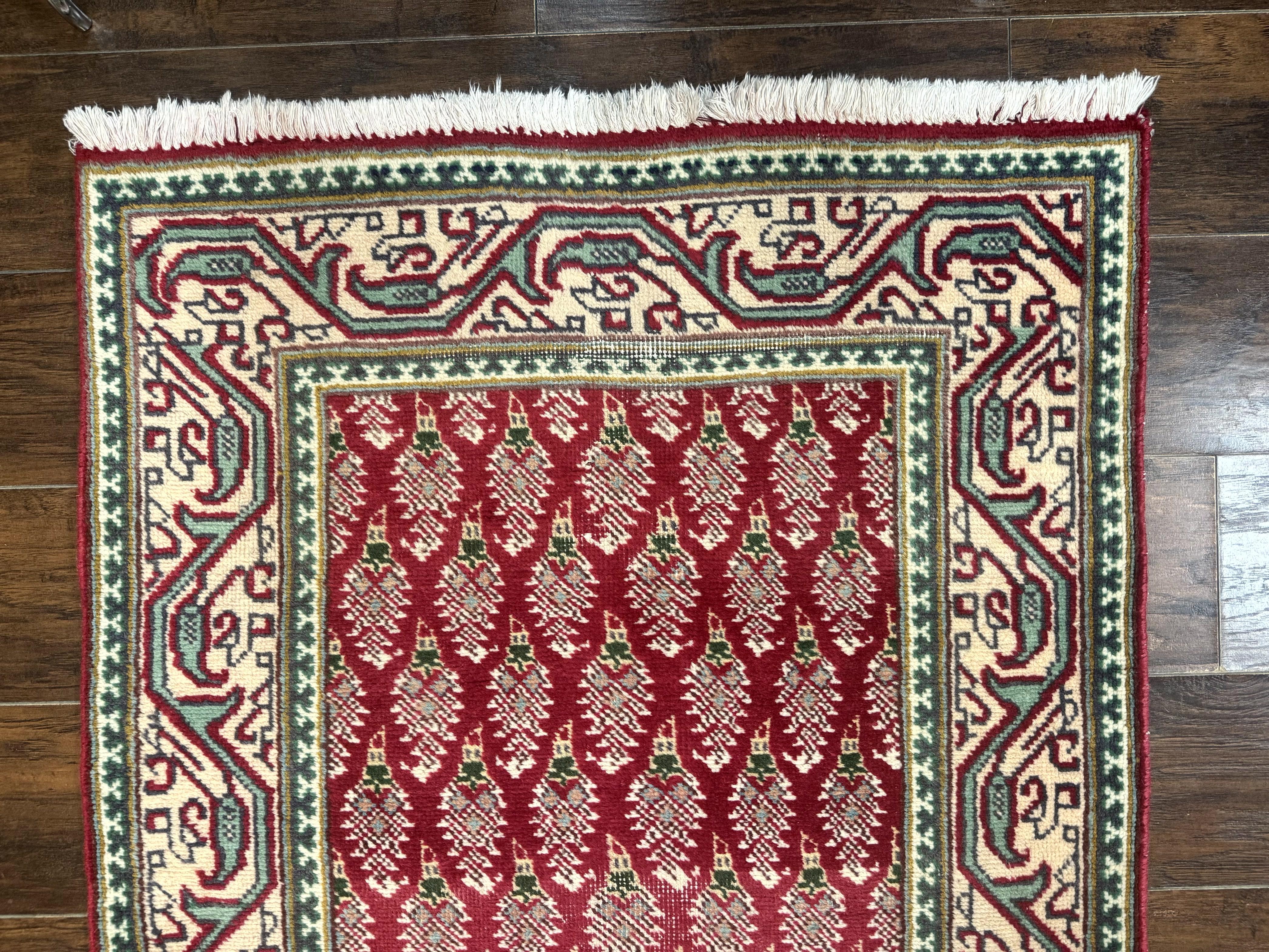 Persian Tabriz Runner Rug 3x16, Paisley Boteh Design, Red and Cream, Rug for Hallway, 16ft Wool Runner - Jewel Rugs