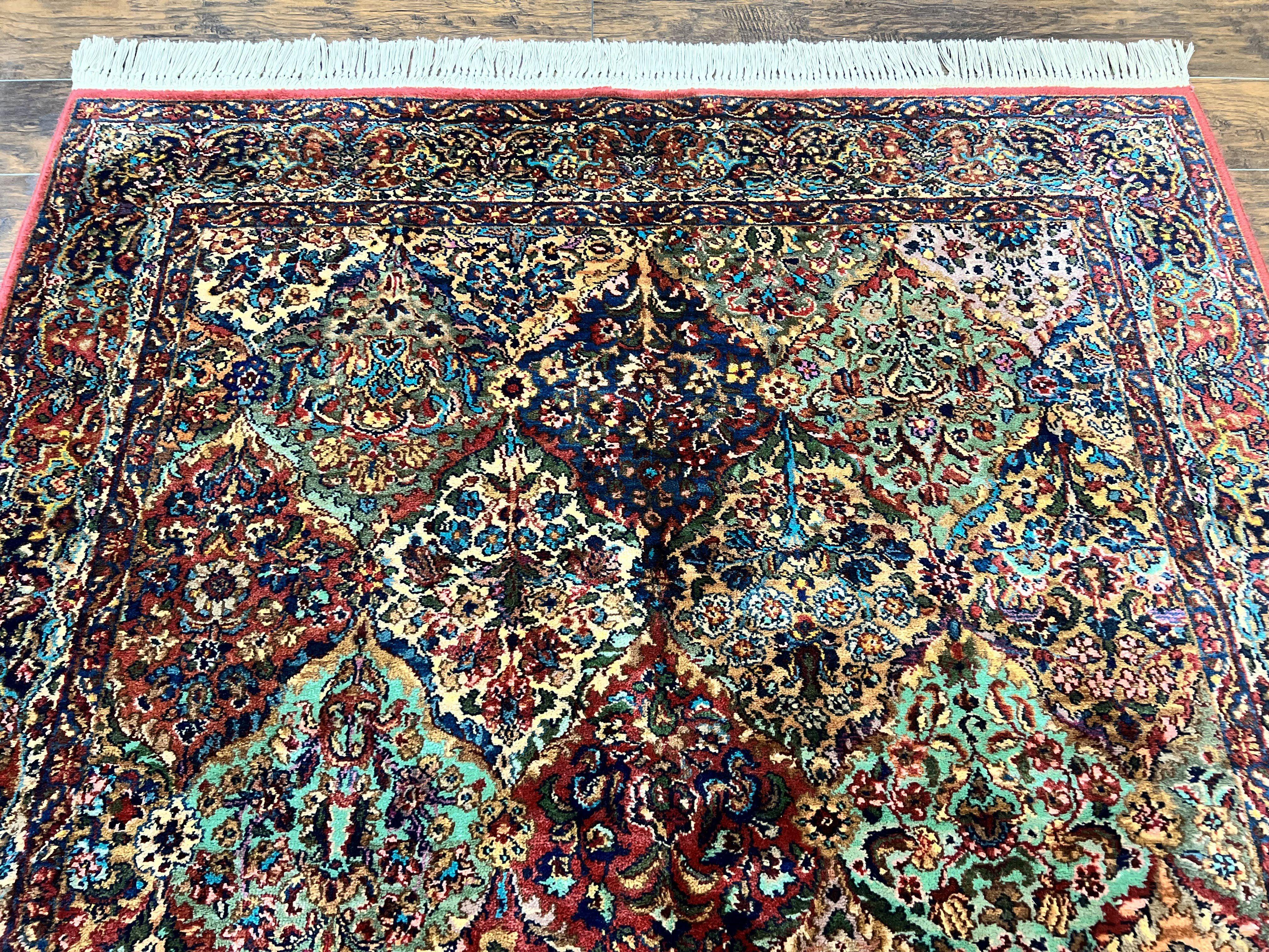 Karastan Rug 5.9 x 9, Multicolor Panel Kirman Rug #717, Wool Original Karastan Collection 700 Series - Jewel Rugs