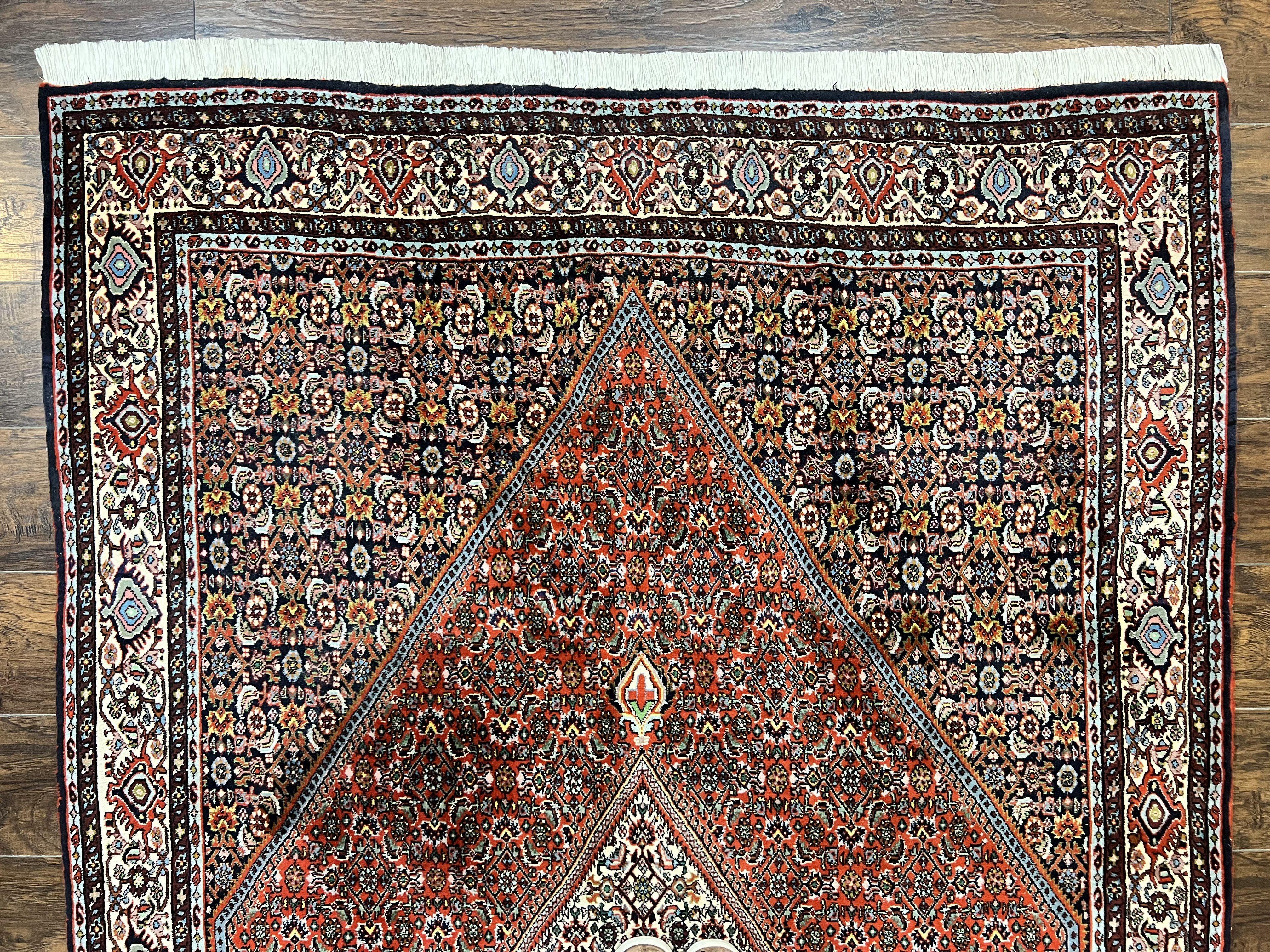 Persian Bidjar Rug 5x10, Wool Hand Knotted Vintage Carpet, Highly Detailed, Mahi Herati Pattern, 5 x 10 Oriental Rug - Jewel Rugs