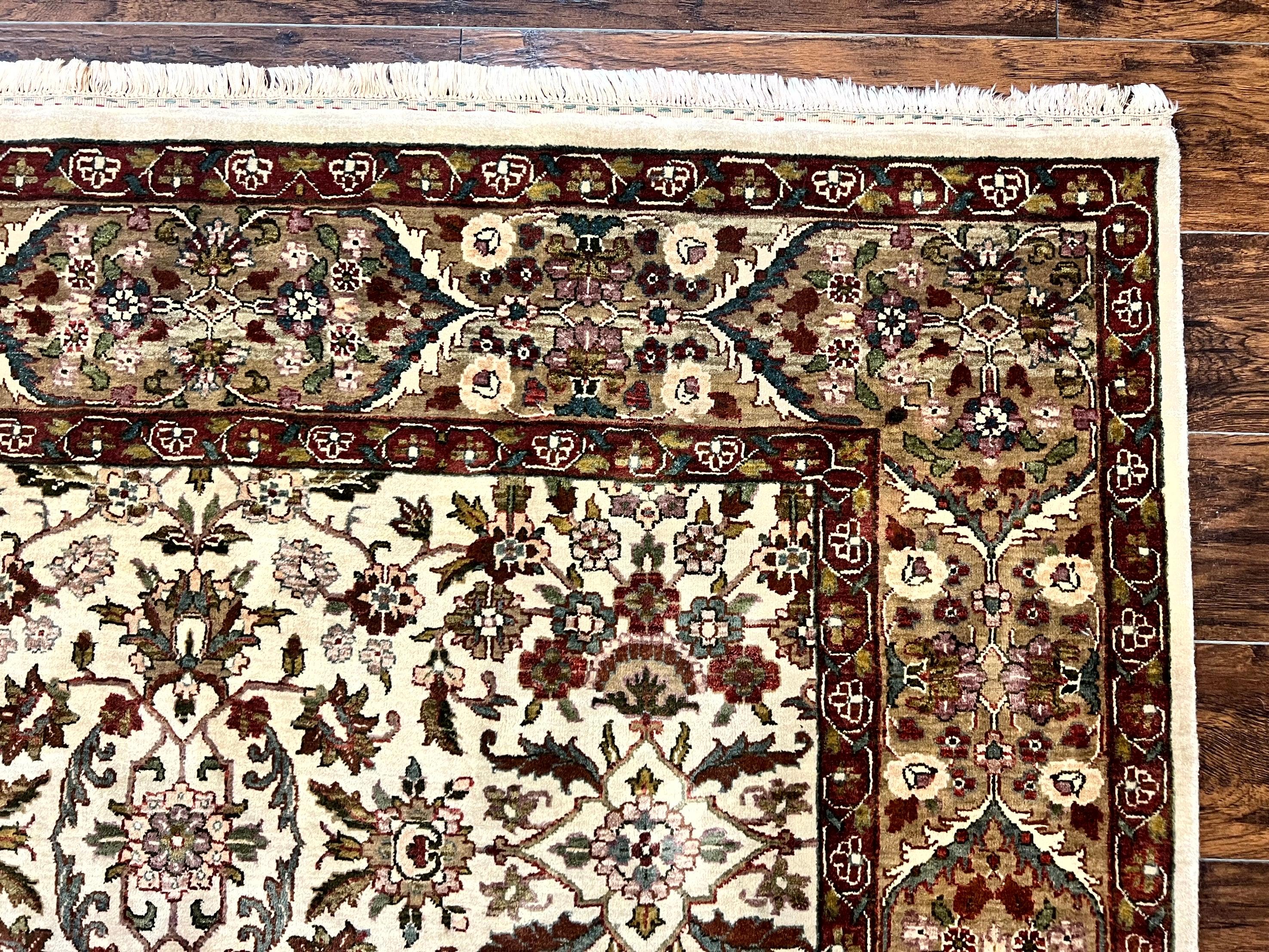 Indo Persian Rug 6x9, Indian Agra Rug, Vintage Handmade Wool Carpet, Beige, Traditional, Pande Cameron - Jewel Rugs