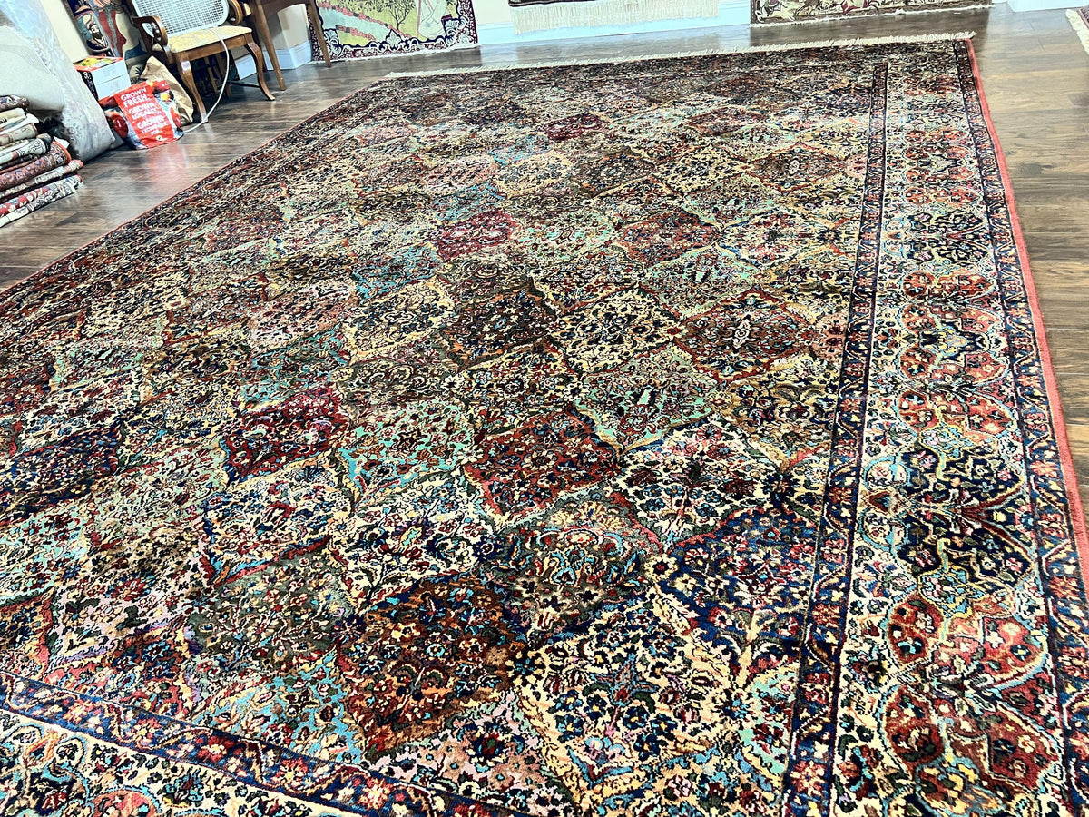 Karastan Multicolor Panel Kirman Rug 717, Wool Karastan Rug 12 x 16