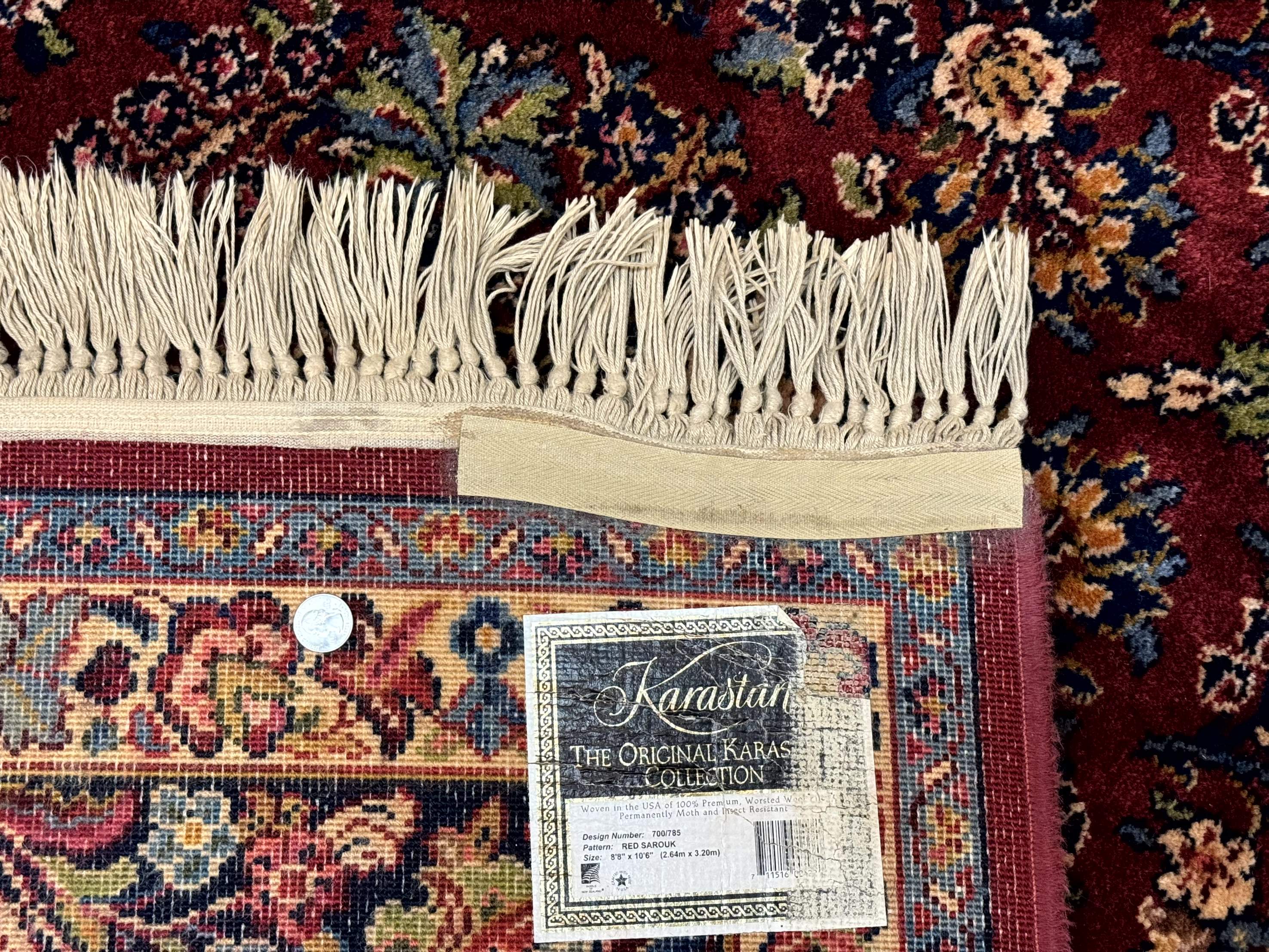 8.8 x 10.6 Karastan Red Sarouk Rug #785, Wool Pile Original 700 Series - Jewel Rugs