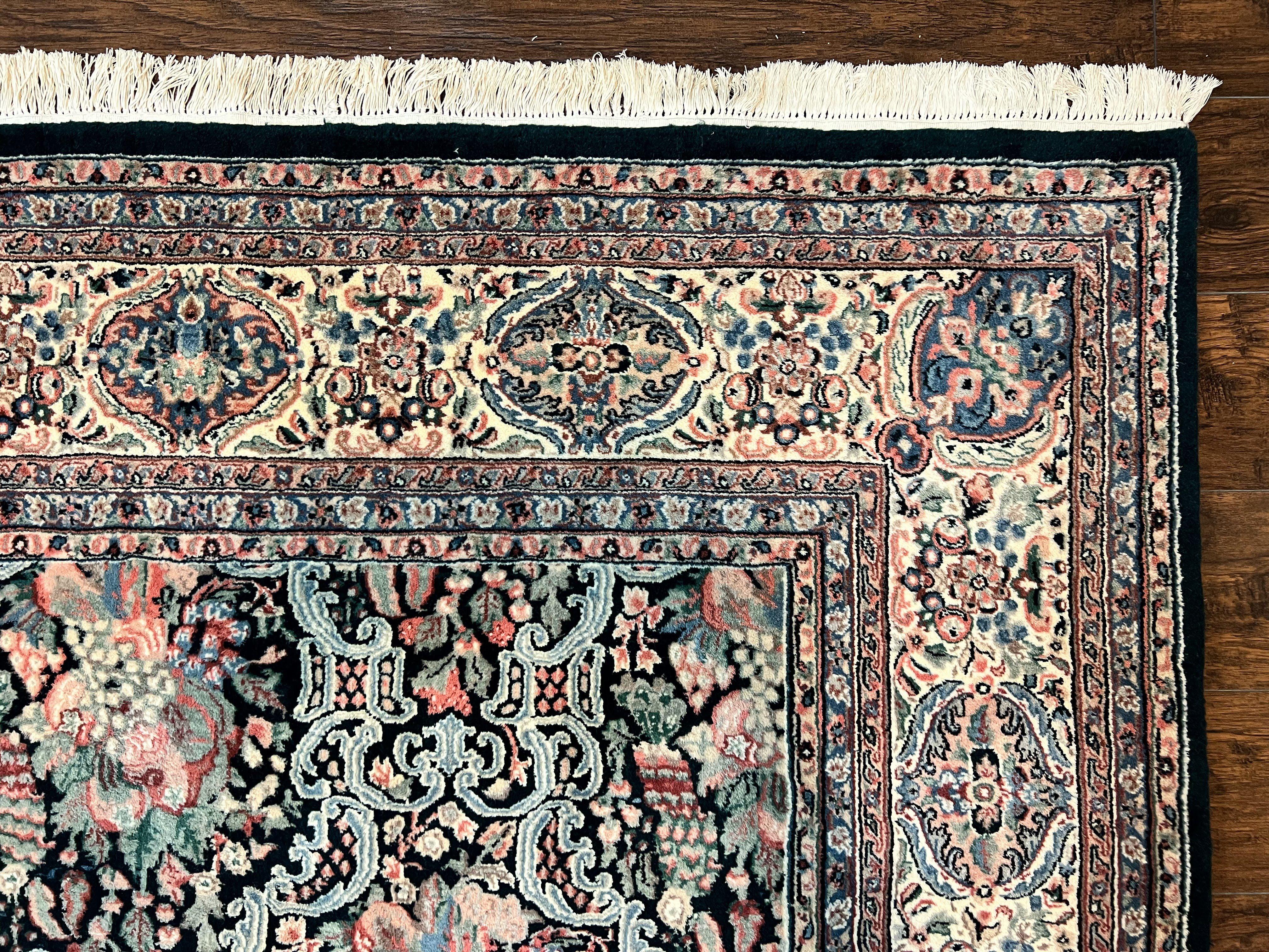 Indo Persian Rug 9x12, Kirman Carpet, Floral Bouquets, Wool Handmade Vintage Rug - Jewel Rugs