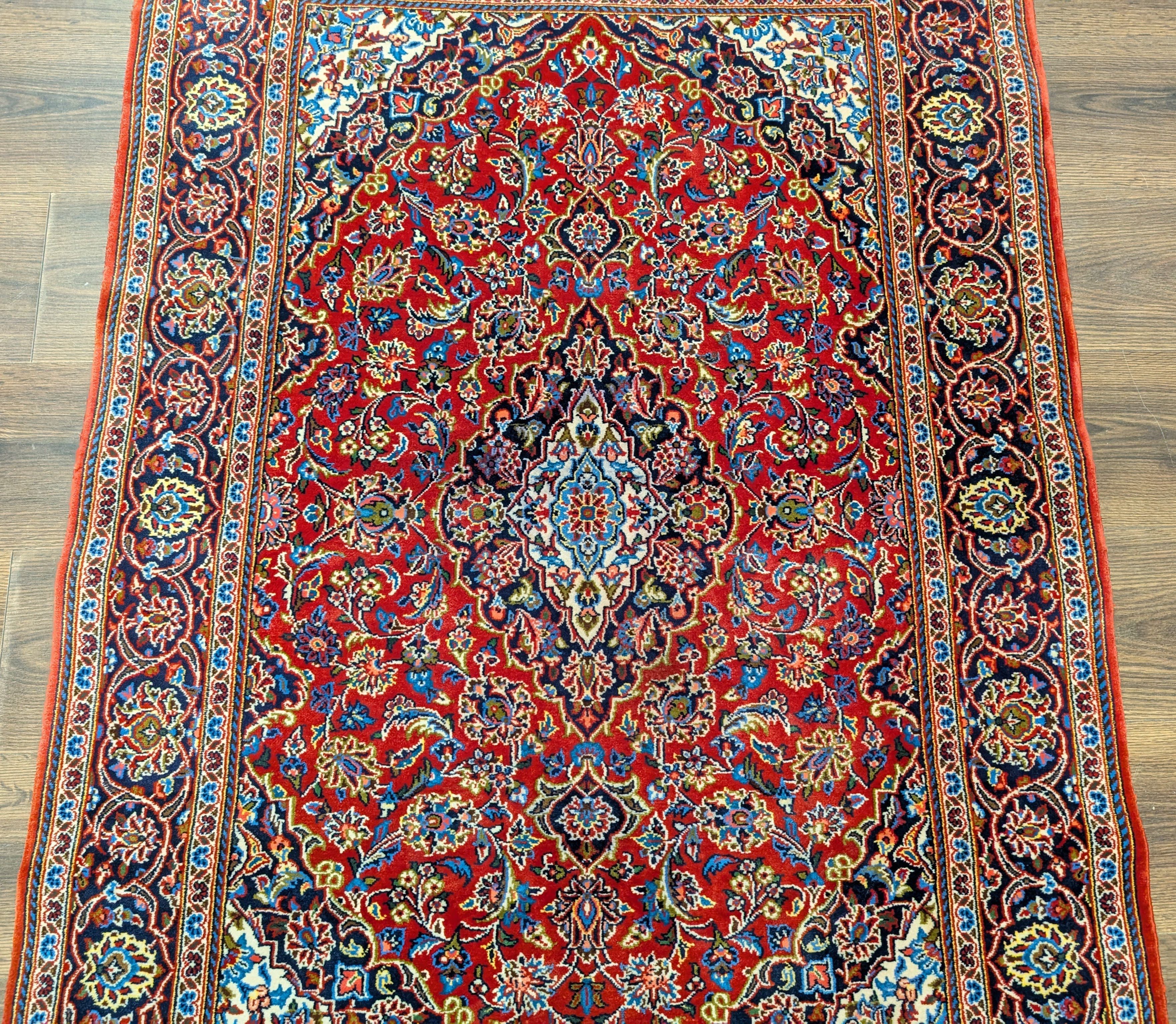 Red Persian Rug 3x5, Kashan Rug, Fine 210 KPSI, Traditional Hand Knotted Persian Carpet - Jewel Rugs