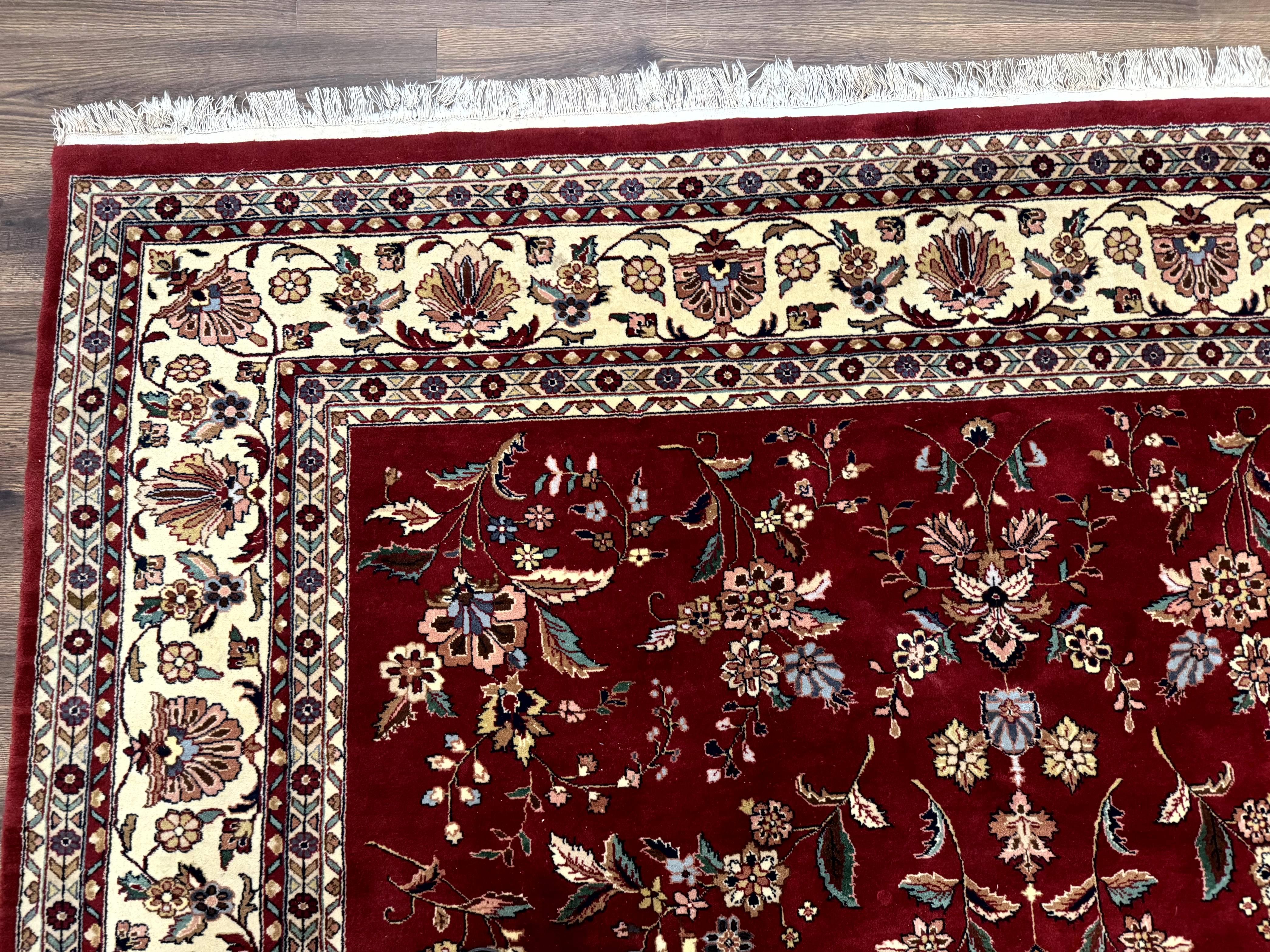 Indo Persian Rug 8x10, Red and Cream, Floral, Pande Cameron - Jewel Rugs