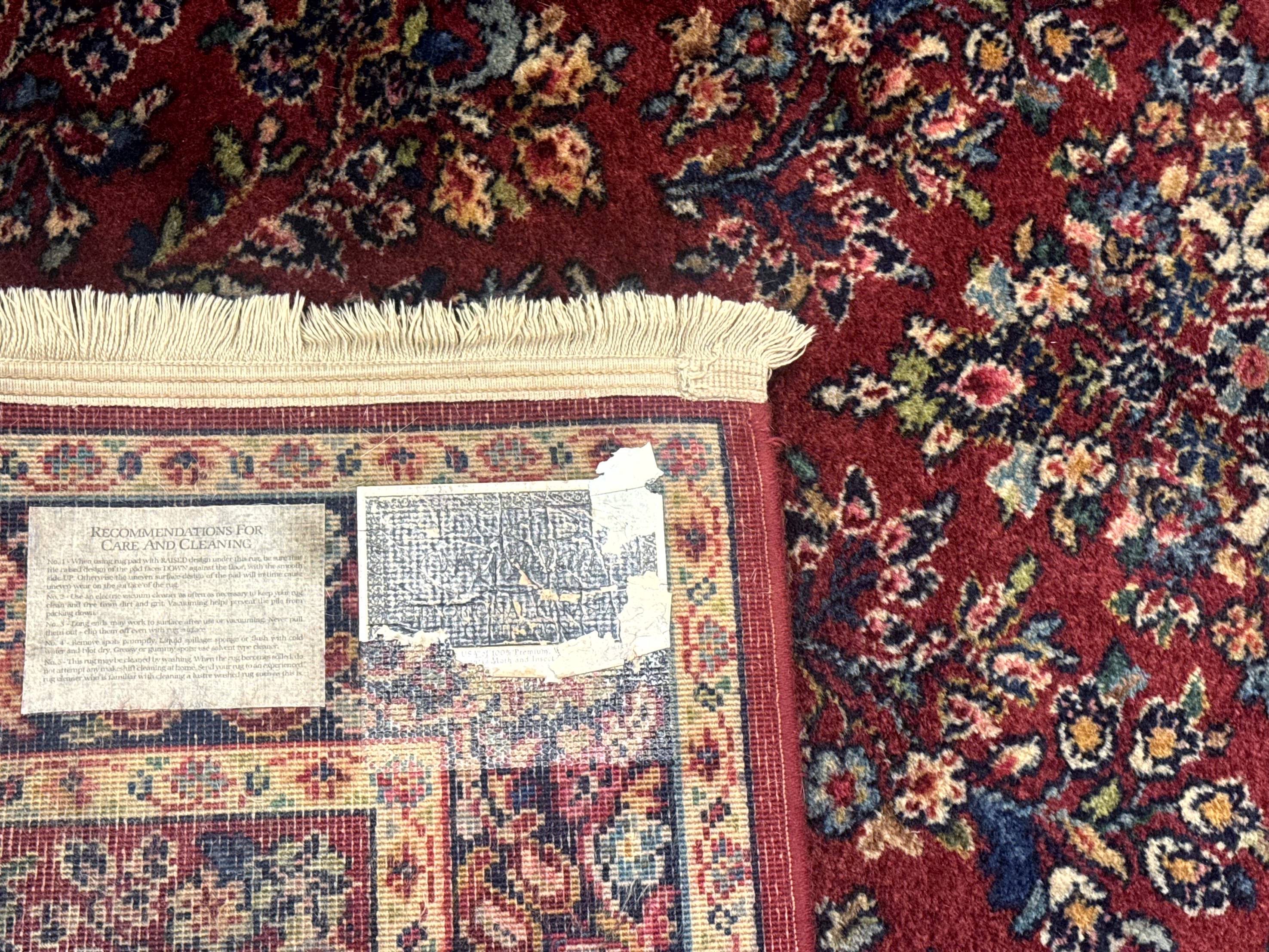 Karastan Rug 4x6 Red Sarouk #785, Wool Pile Original 700 Series, Vintage Discontinued - Jewel Rugs