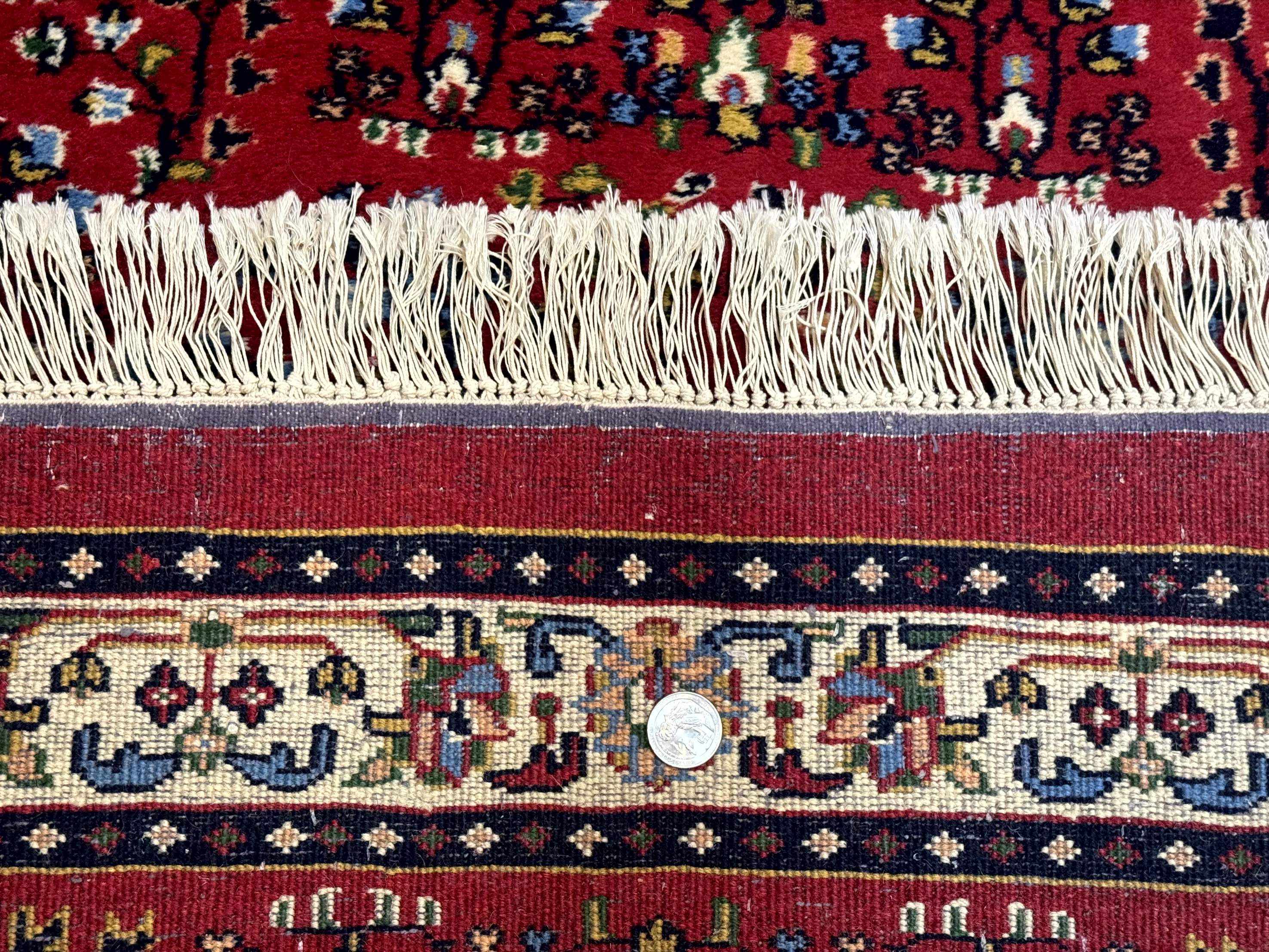 Indo Persian Sarouk Runner Rug 3 x 12, Red and Cream, Allover Pattern, 12ft Runner, Hand Knotted - Jewel Rugs