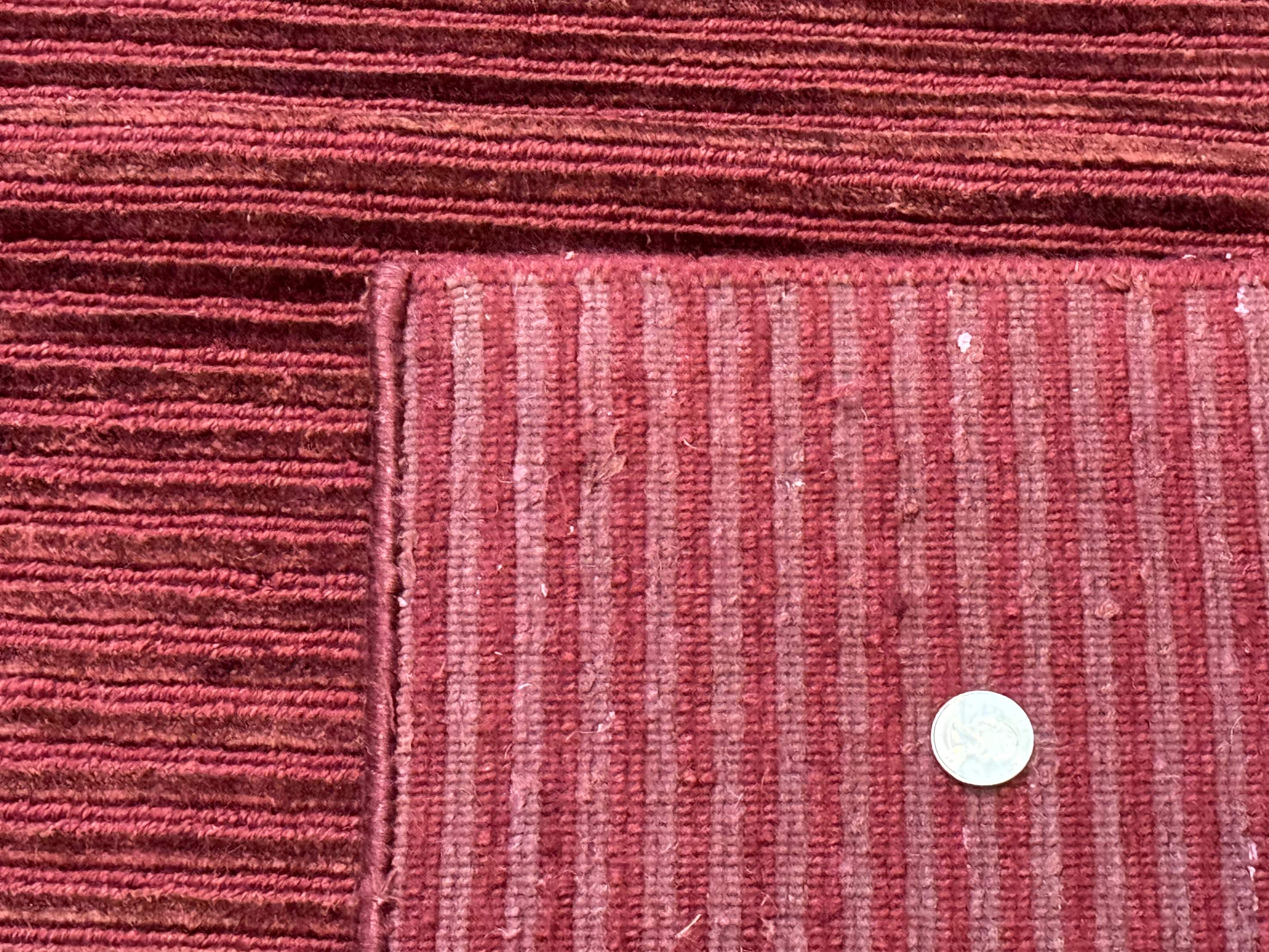 Modern Tibetan Rug 8x10, Red, Stripes, Handmade Wool Thick Pile Carpet - Jewel Rugs