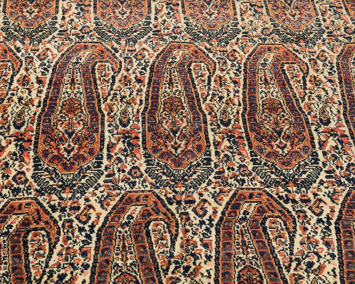 Persian Senneh Rug 5x6, Boteh Paisley Design, Antique 1920s Carpet, Rare - Jewel Rugs