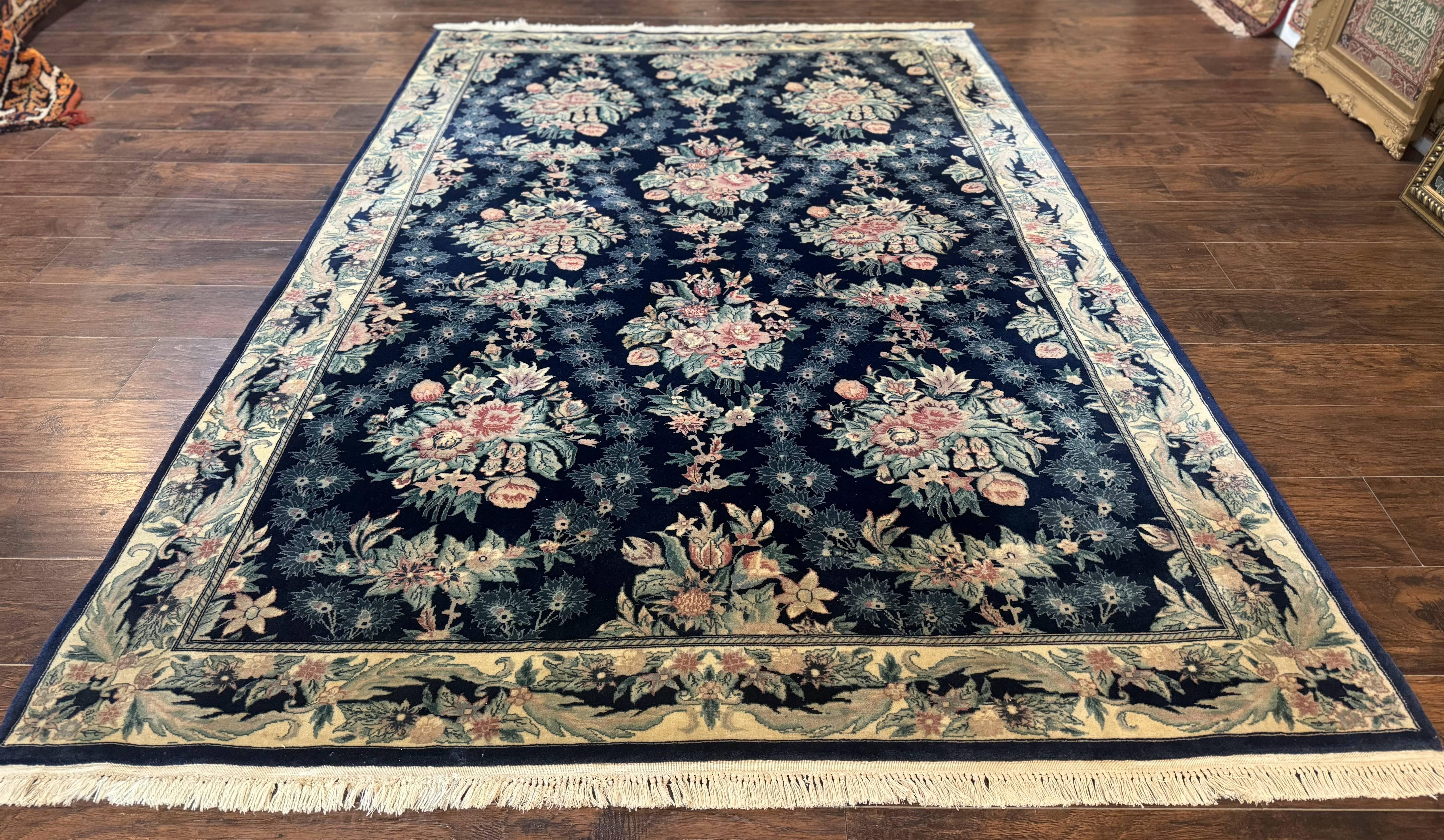 Sino Persian Rug 6x9, Navy Blue, Floral - Jewel Rugs