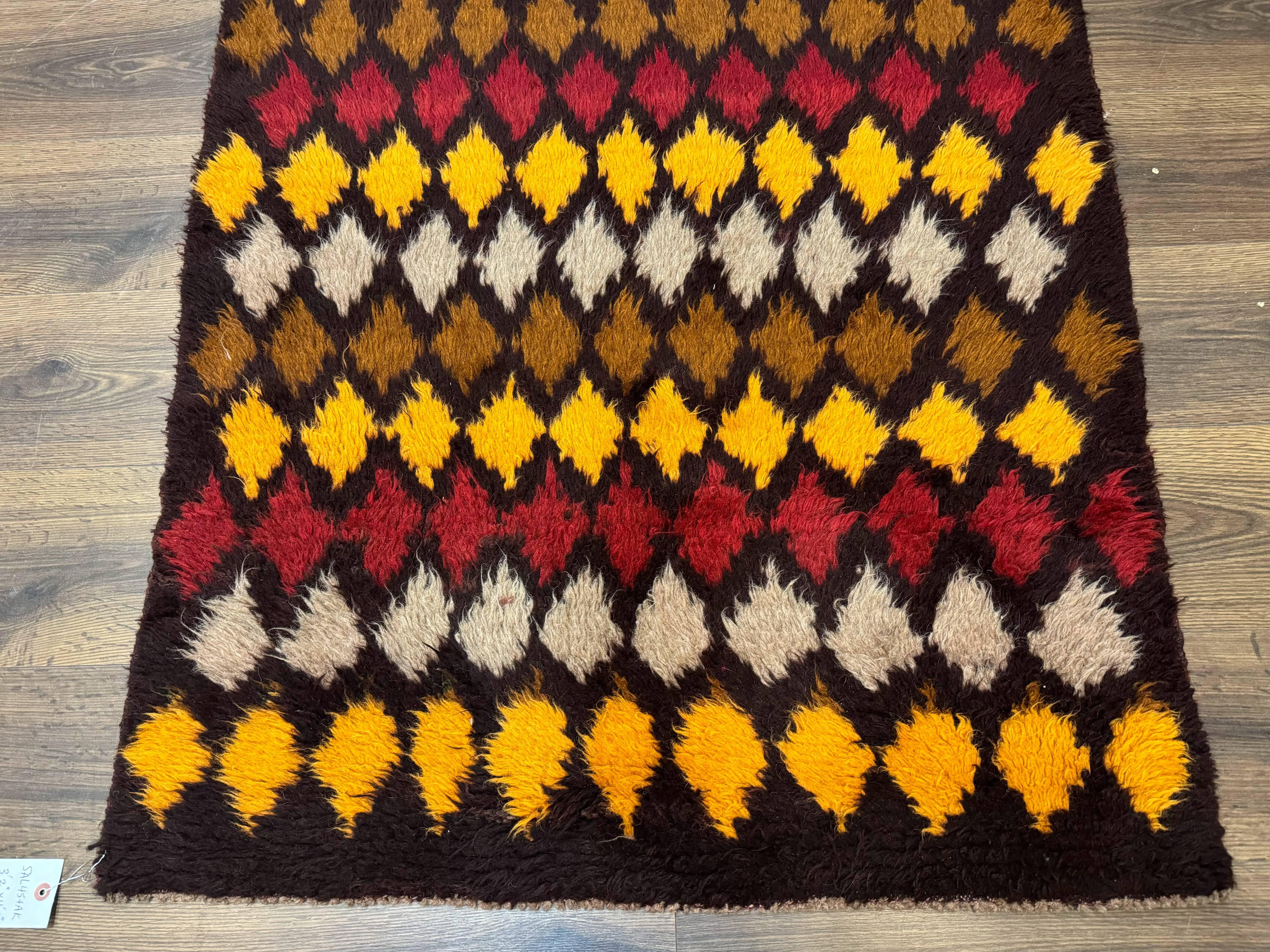 Shaggy Balouch Rug 3x4, Tribal Rug, Afghan Rug, Brown, Multicolor - Jewel Rugs