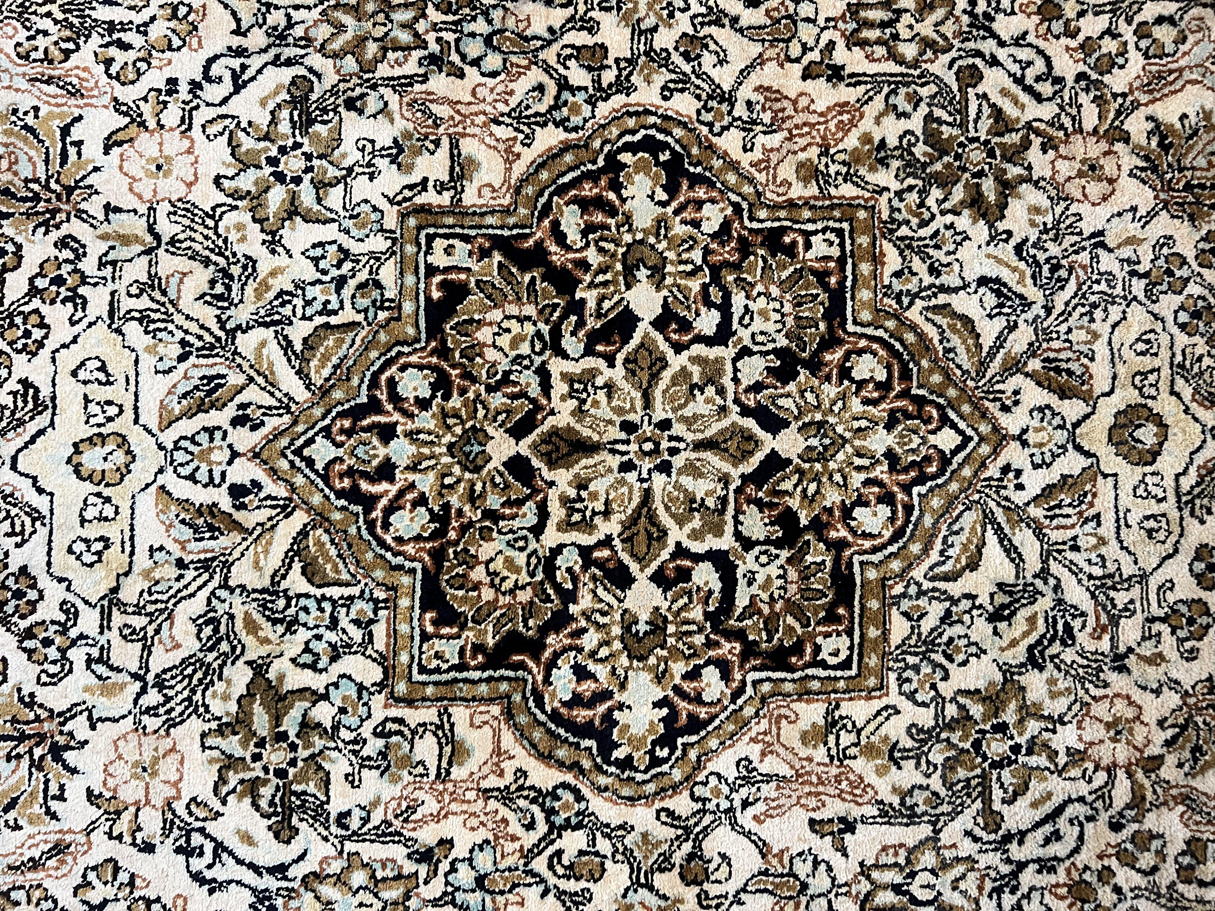 Persian Qum Silk Rug 3.5 x 5.5, Floral Medallion, Very Fine 350 KPSI, Handmade Silk on Silk Rug, Vintage - Jewel Rugs