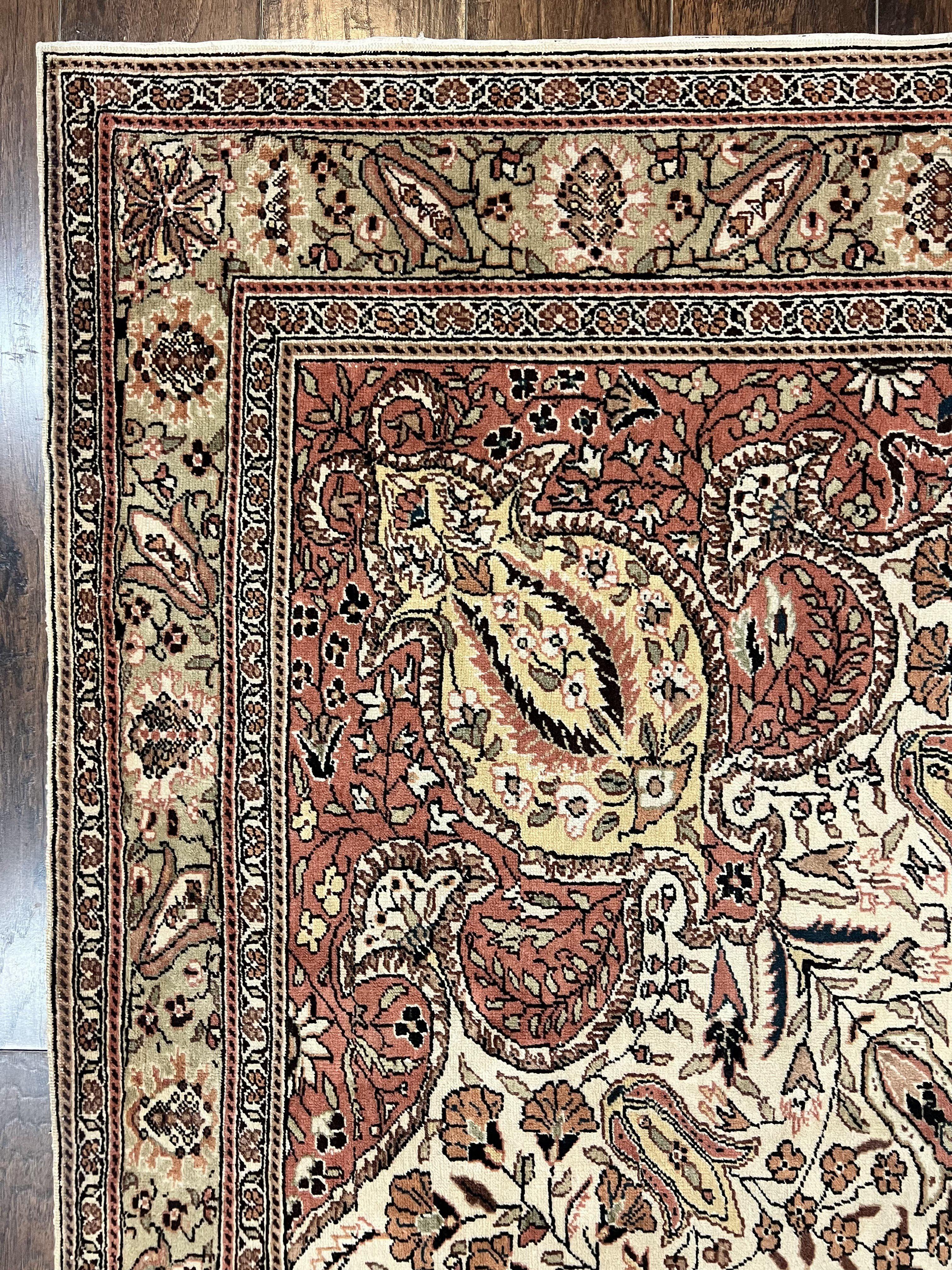 Turkish Sivas Rug 9x12, Handmade Vintage Wool Carpet, Cream Ivory - Jewel Rugs
