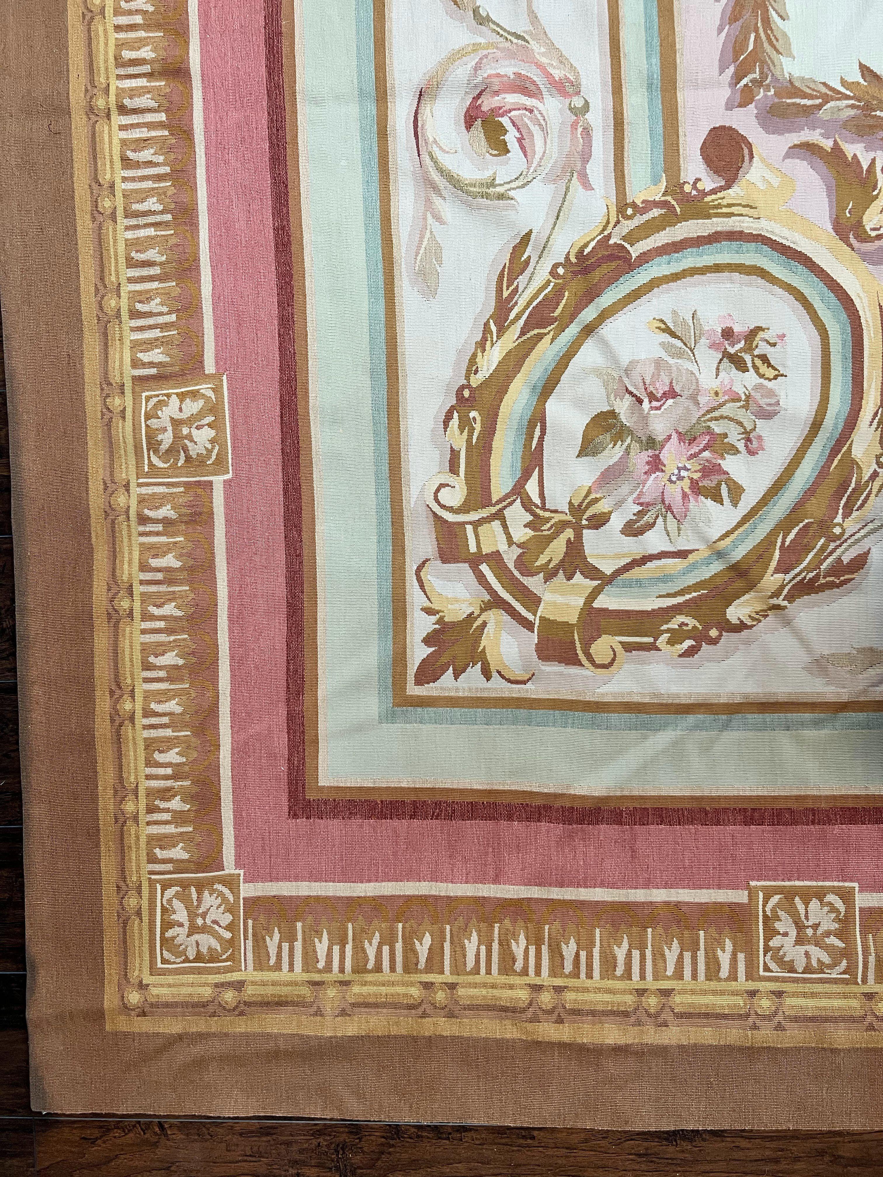 Large Aubusson Rug 11x15, Oversized Gallery Palace Size Flatweave Savonnerie Carpet 11 x 15 ft, Wool Handmade Vintage Elegant European - Jewel Rugs