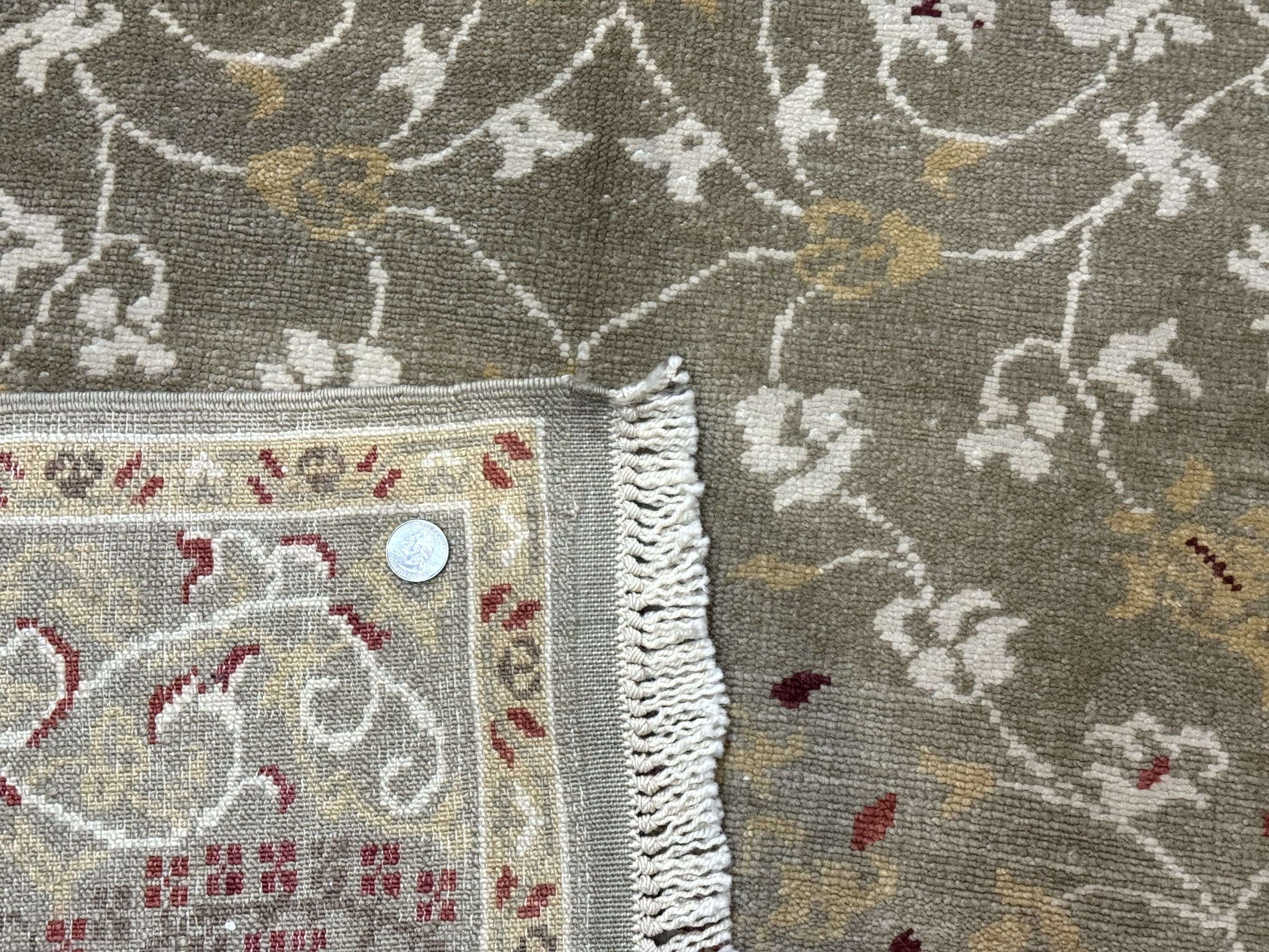 Egyptian Wide Runner Rug 5 x 18 ft, Hand Knotted Hallway Carpet, Light Olive Green, Allover Pattern - Jewel Rugs