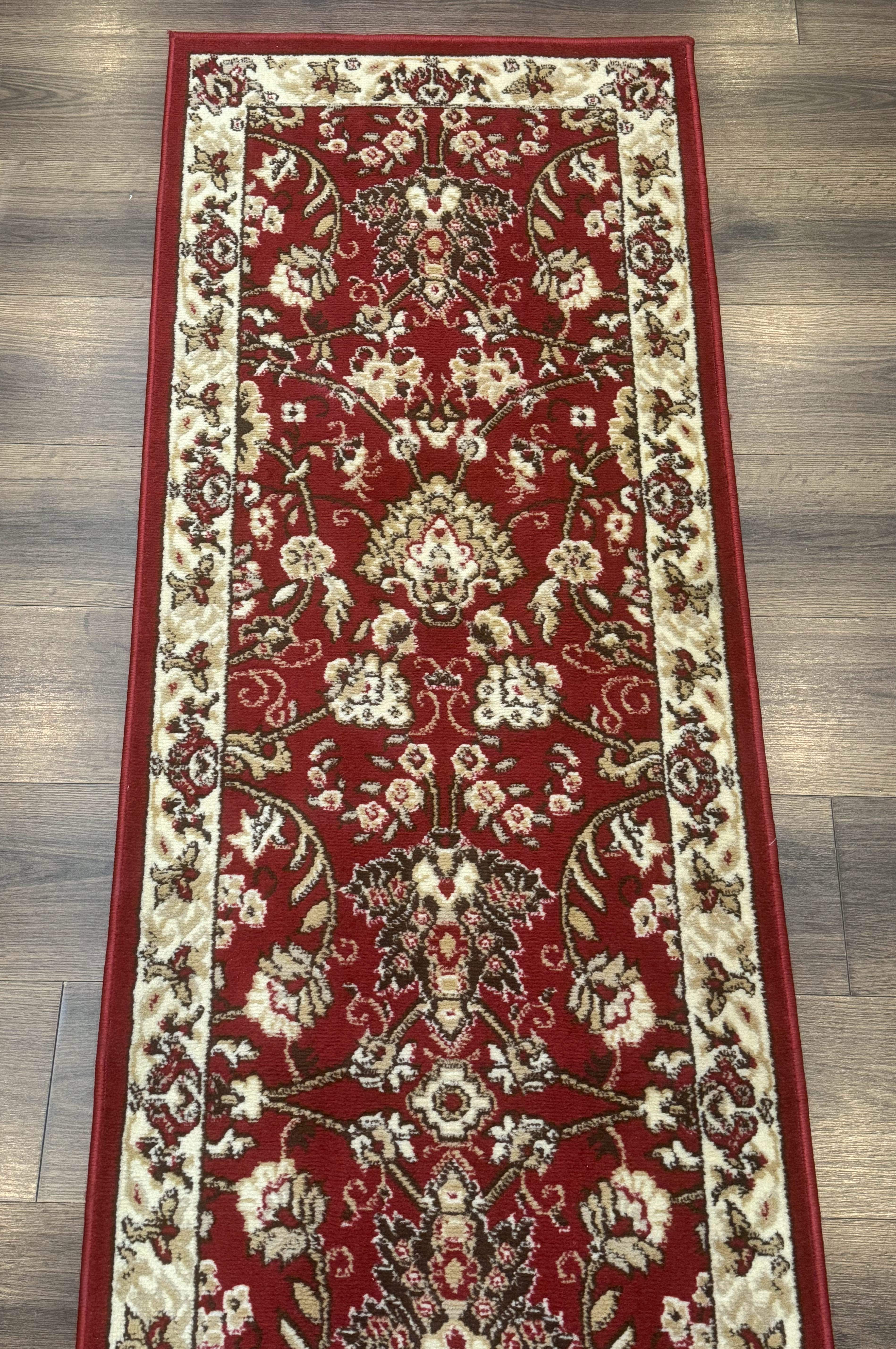 Oriental Runner Rug 2 x 8, Red and Ivory, Floral, 8ft Runner for Hallway - Jewel Rugs