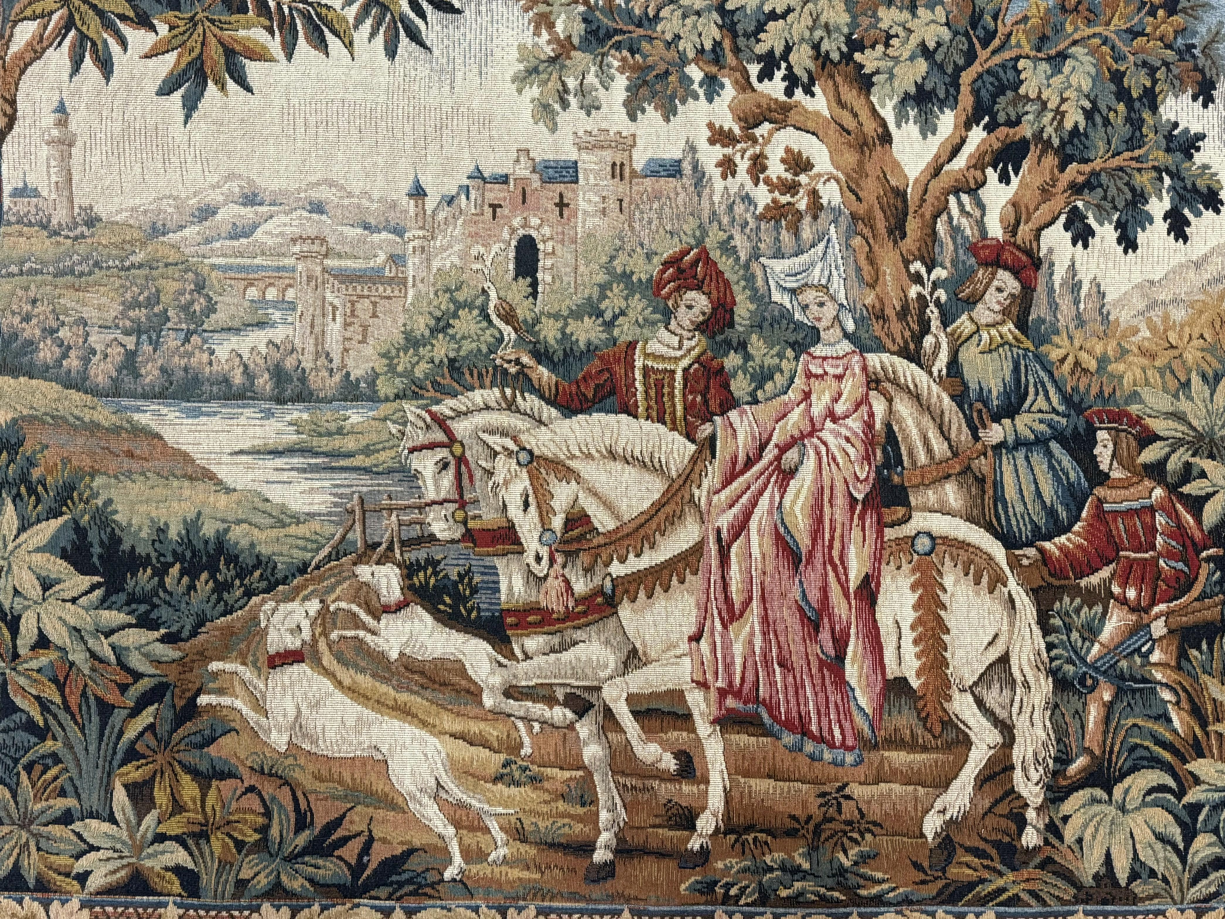 Vintage French Tapestry 4x5, The Royal Hunt Tapestry by Marc Waymel, Needlepoint Petitepoint Tapestry - Jewel Rugs