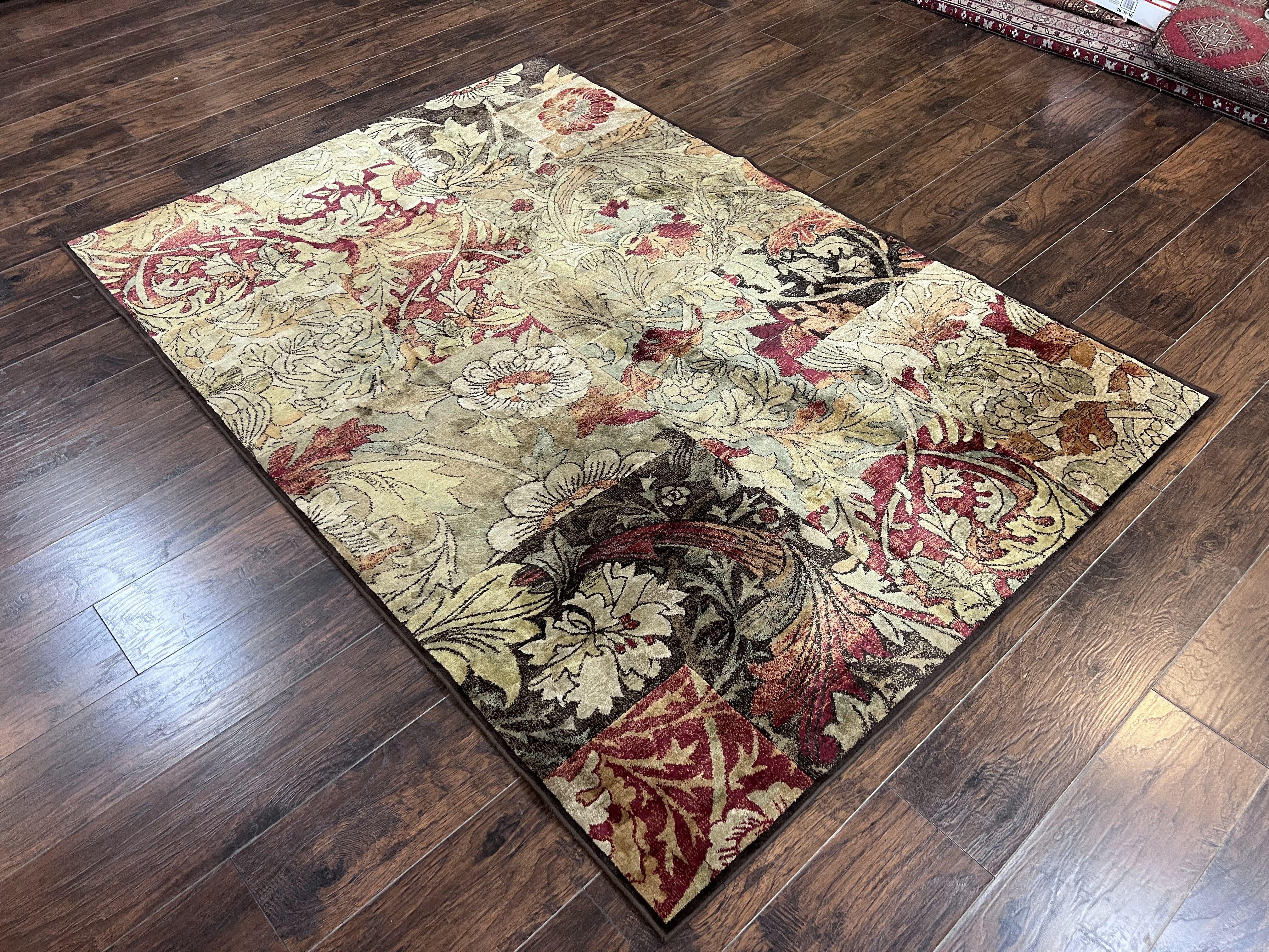 Modern Abstract Area Rug 5x7, Floral Design, Contemporary Carpet 5 x 7, Multicolor - Jewel Rugs