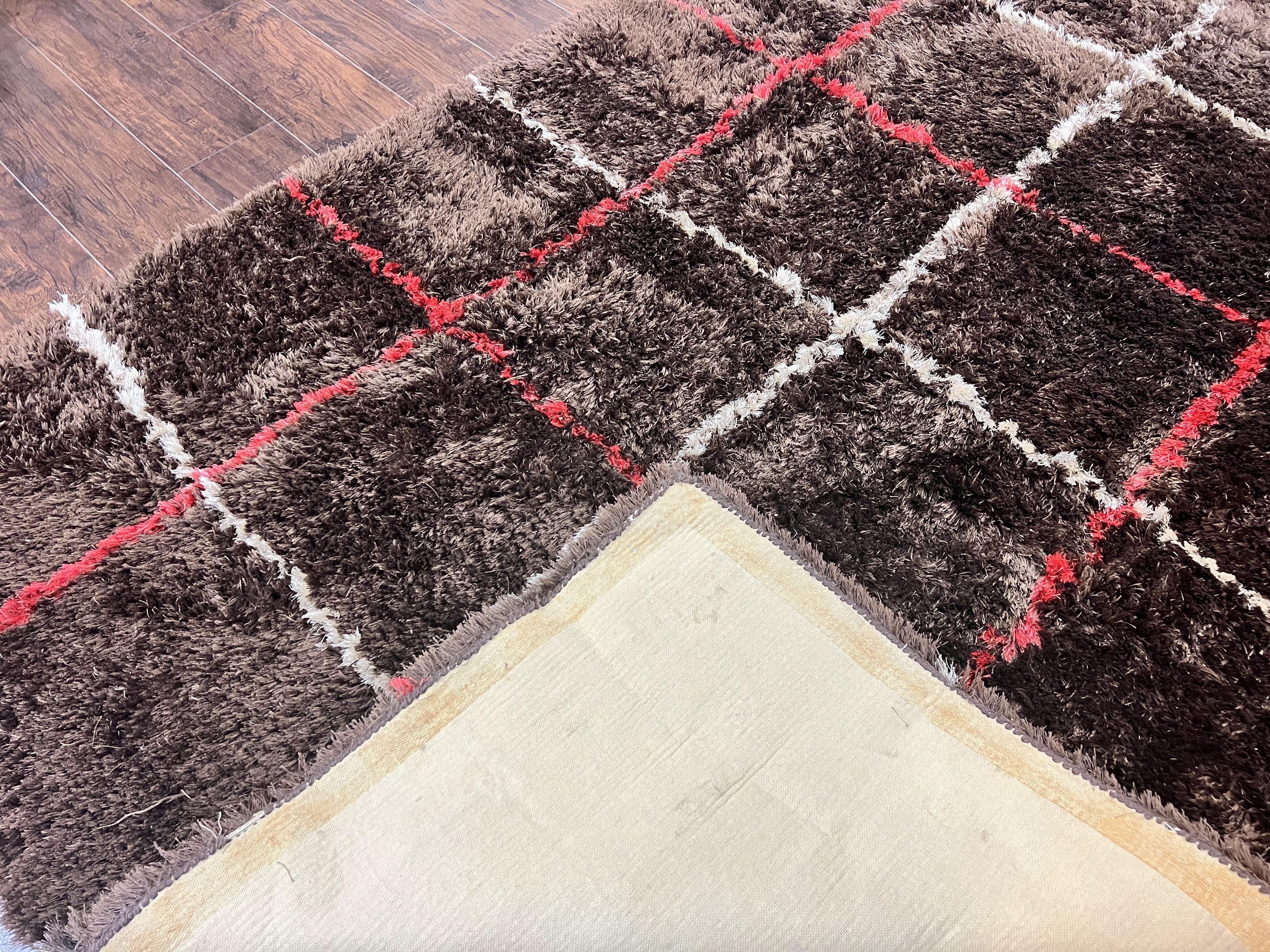 Shag Rug 6x8, Brown, Panel Design - Jewel Rugs