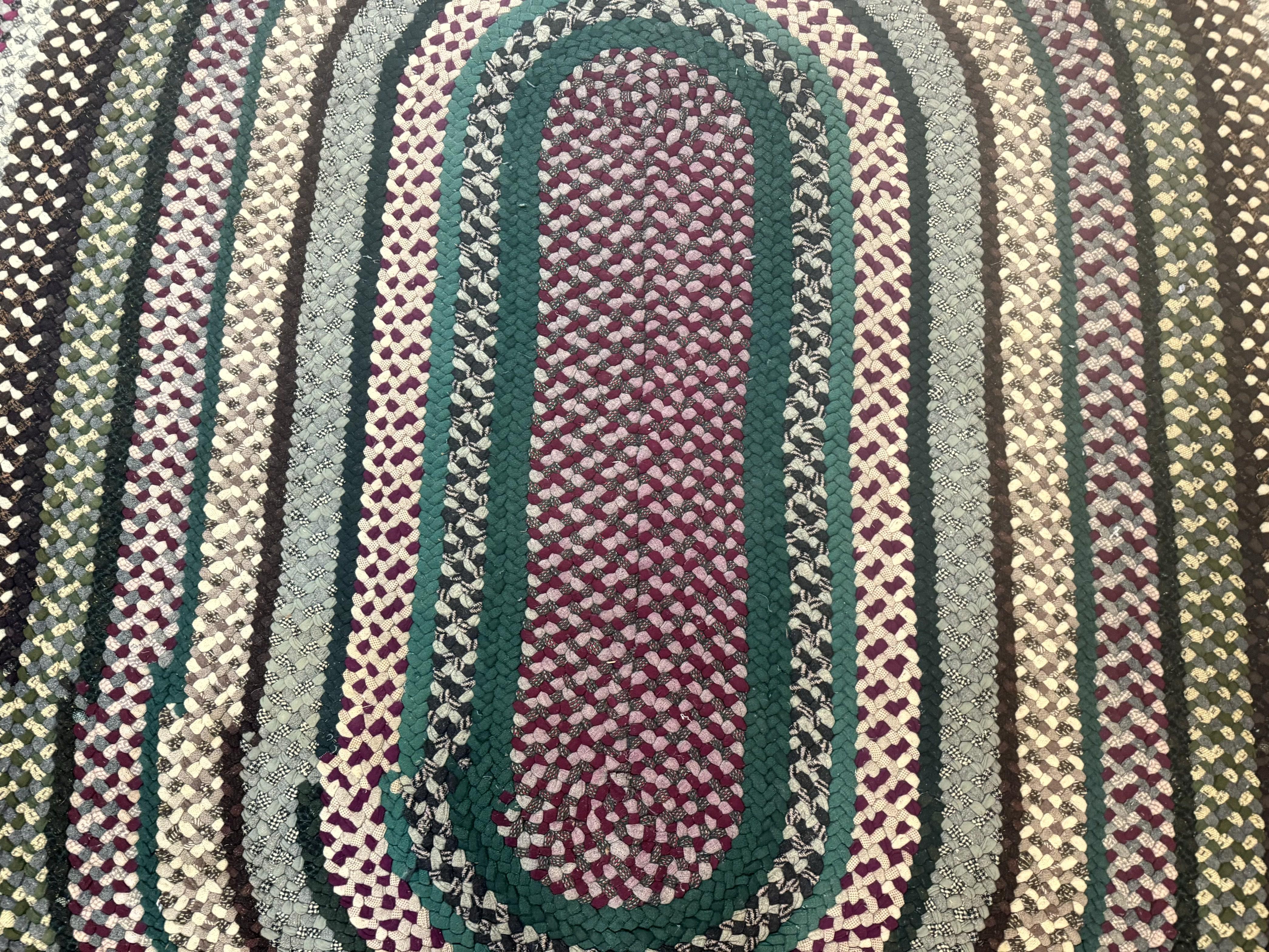 Large Oval American Braided Rug 10x12, Multicolor Vintage Braided Carpet - Jewel Rugs