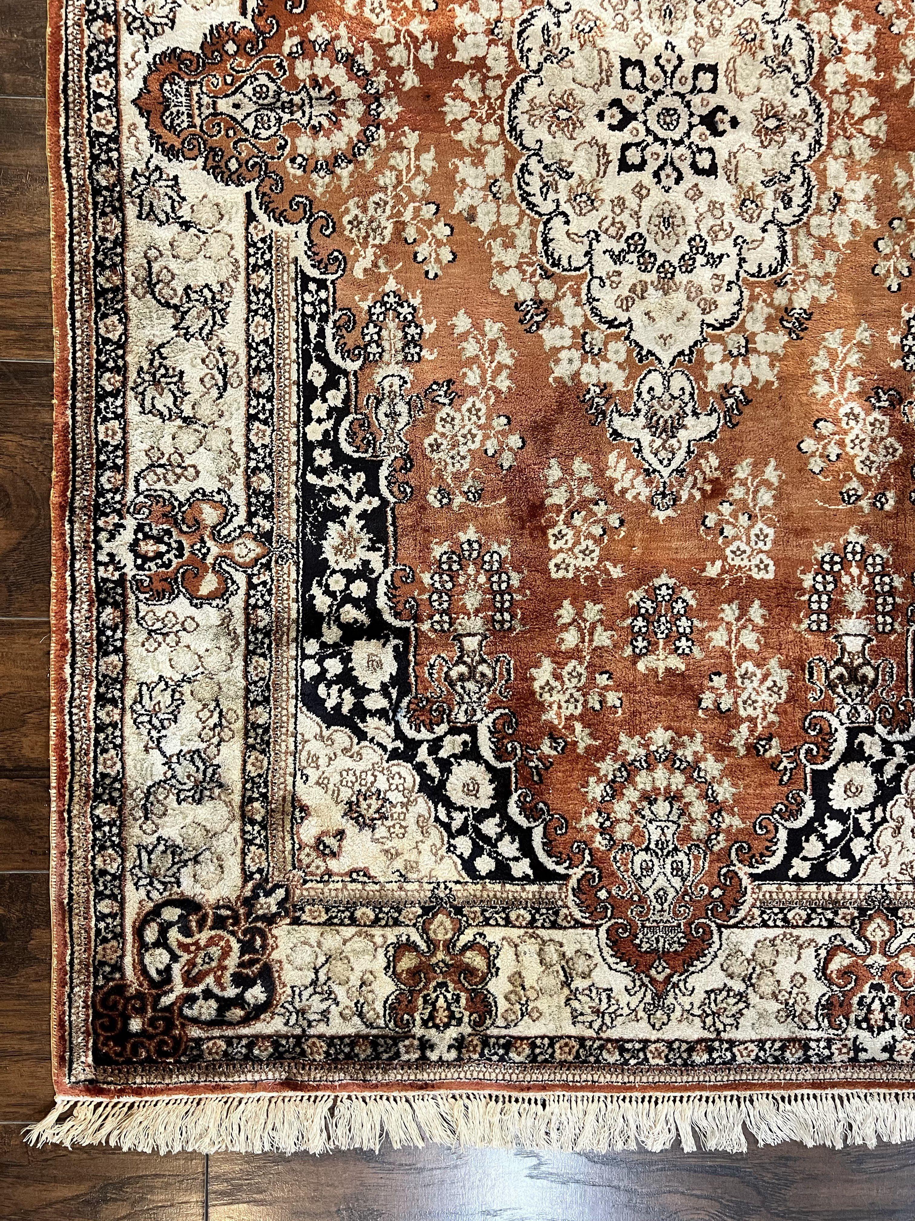 Turkish Silk Rug 3x5, Very Fine 400 KPSI, Floral Medallion, Handmade Hand Knotted Silk on Silk Oriental Carpet - Jewel Rugs