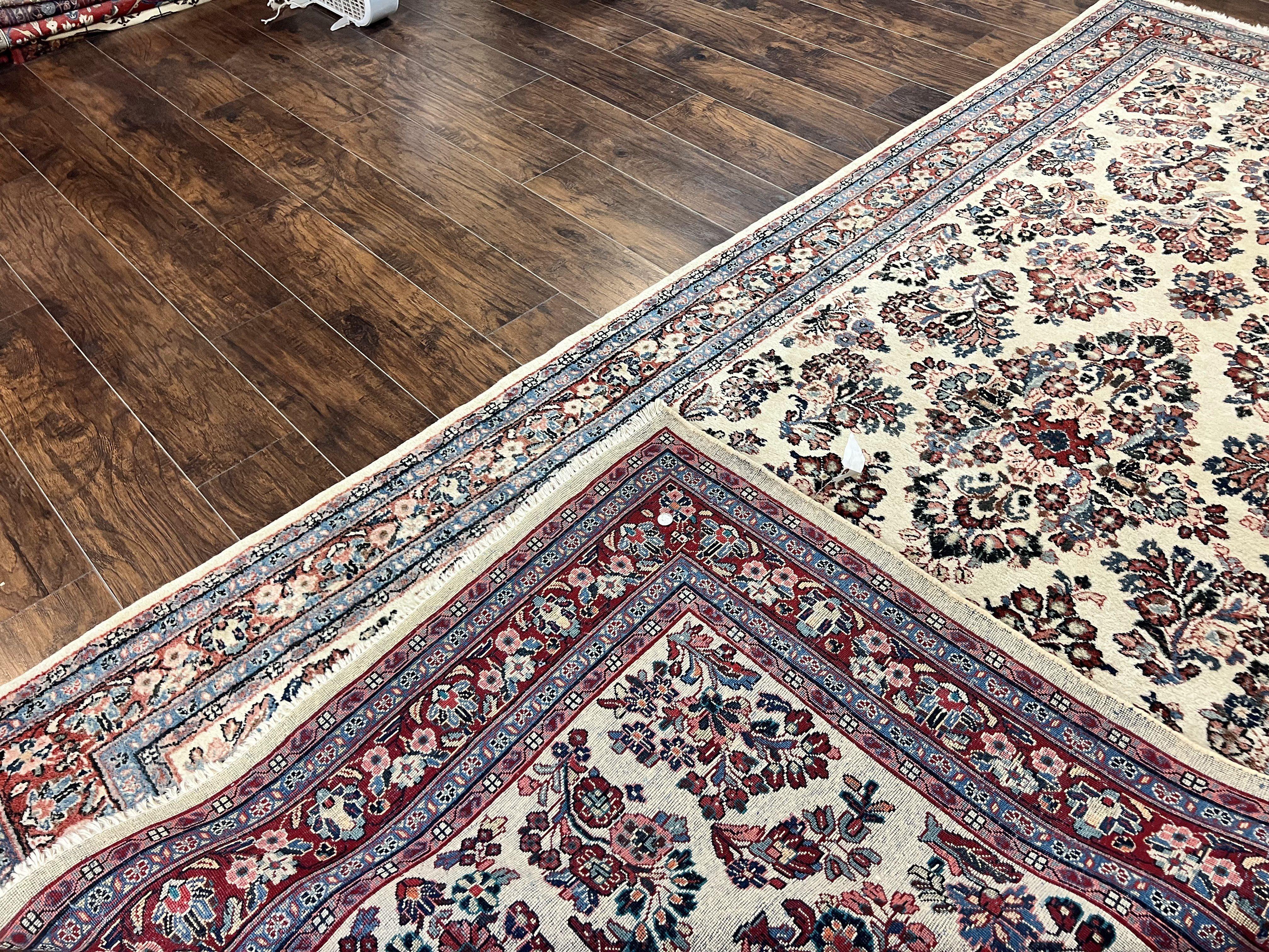 Persian Sarouk Rug 5x11, Wool Hand Knotted Antique Carpet, Ivory, Floral Allover Oriental Rug, 5 x 11 Traditional Oriental Rug - Jewel Rugs