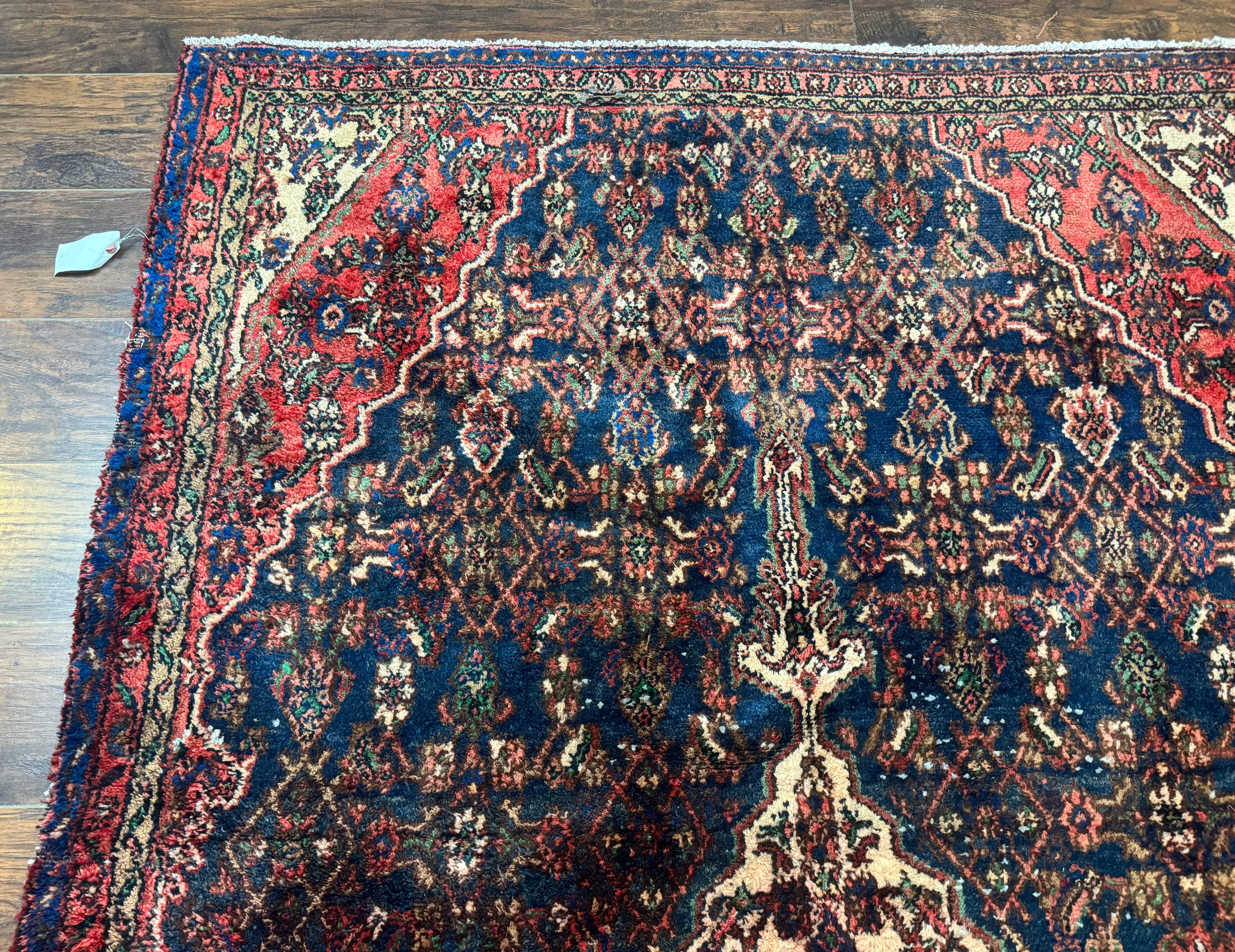Antique Persian Hamadan Rug 6x9 – Blue and Red, Hand-Knotted Wool Carpet - Jewel Rugs