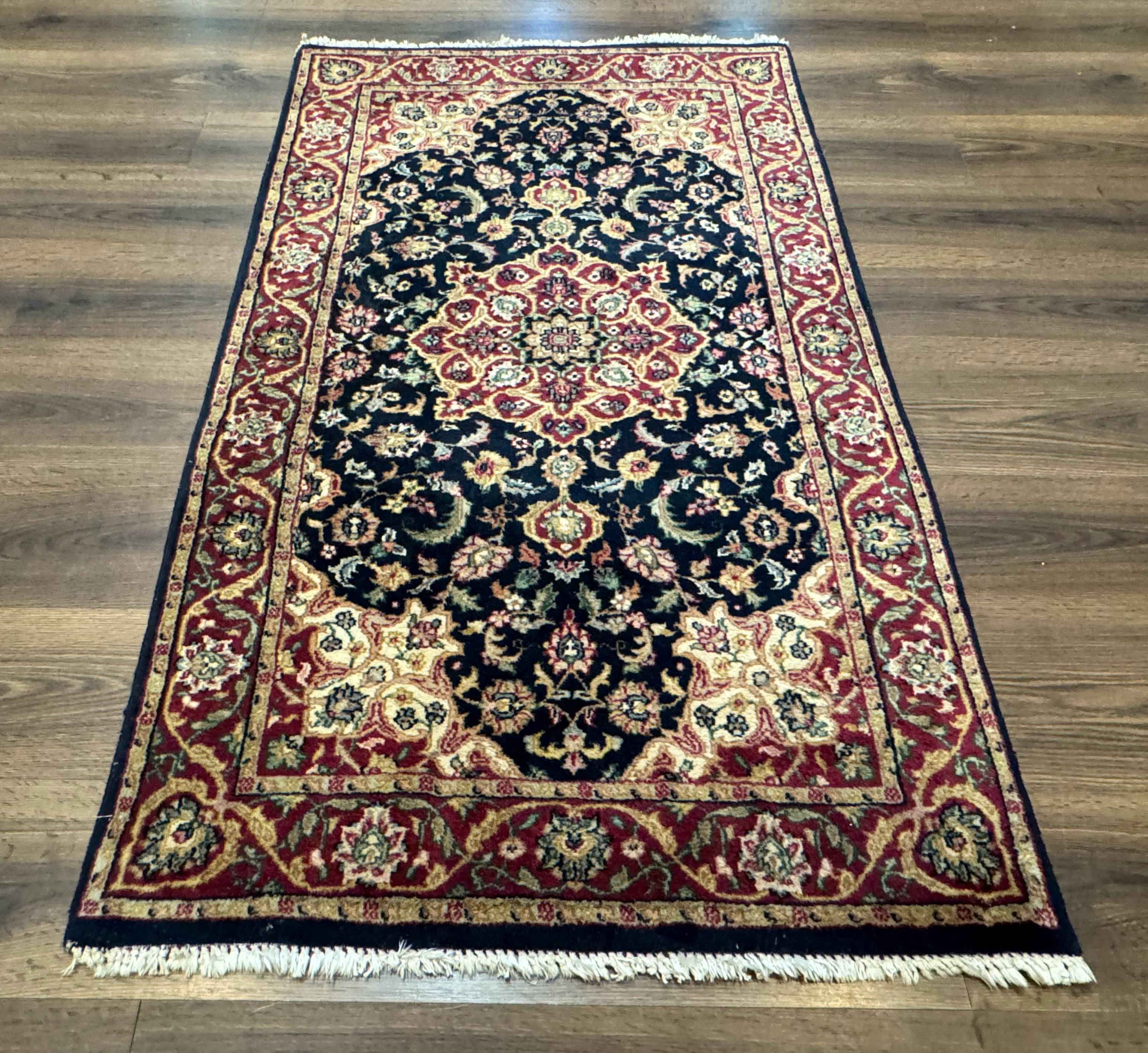 Pak Persian Sarouk Rug 3x5, Navy Blue and Red - Jewel Rugs