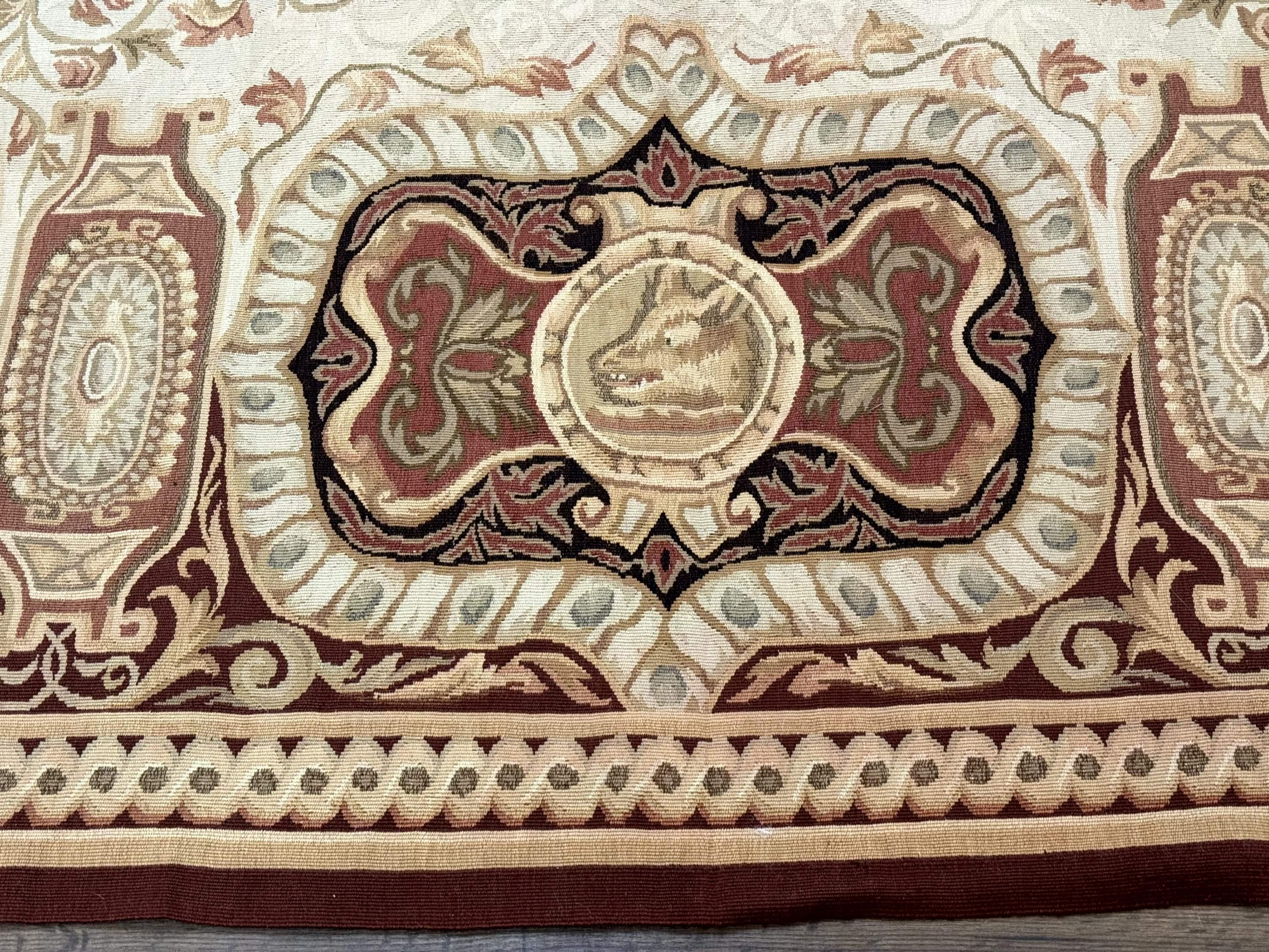 French Aubusson Rug 9x12 - European Design Flatweave Carpet - Jewel Rugs