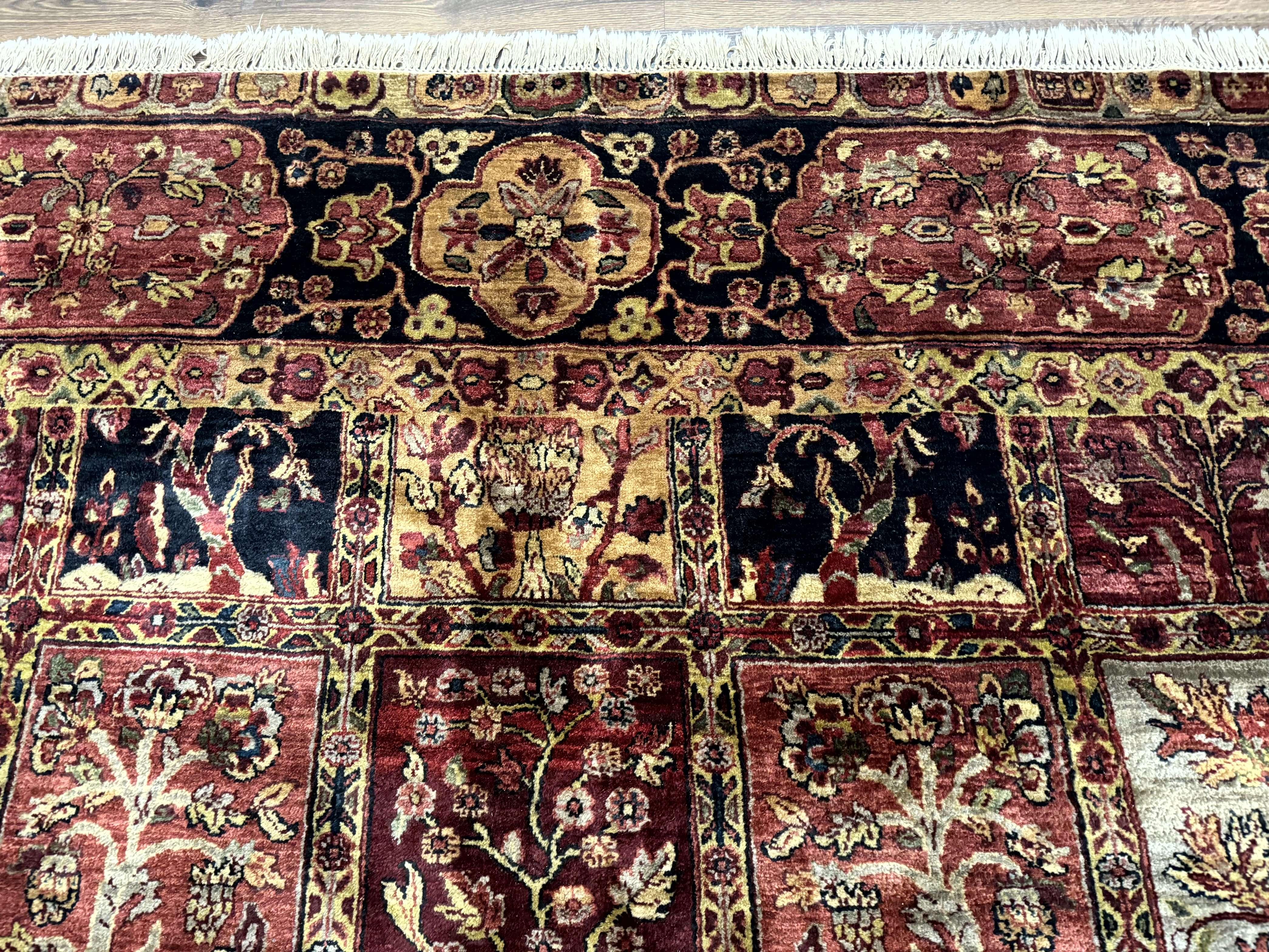 Indo Persian Rug 9x12, Bakhtiari Panel Design, Multicolor, Soft Wool Pile - Jewel Rugs