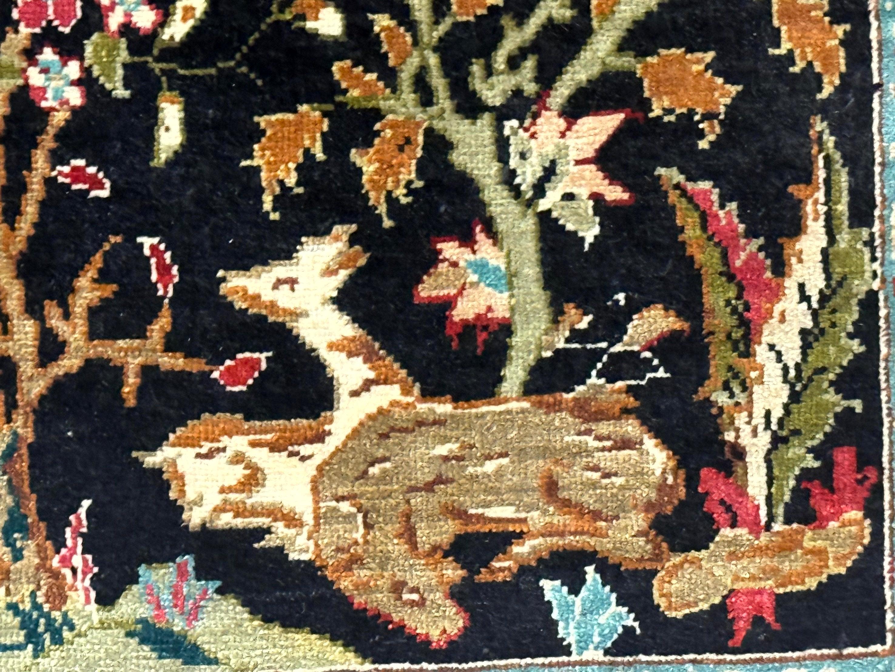 Small Silk Turkish Hereke Rug 2x3, Tree of Life Design, Bird and Animal Pictorials, Very Fine 480 KPSI, Silk on Silk, Signed By Masterweaver - Jewel Rugs