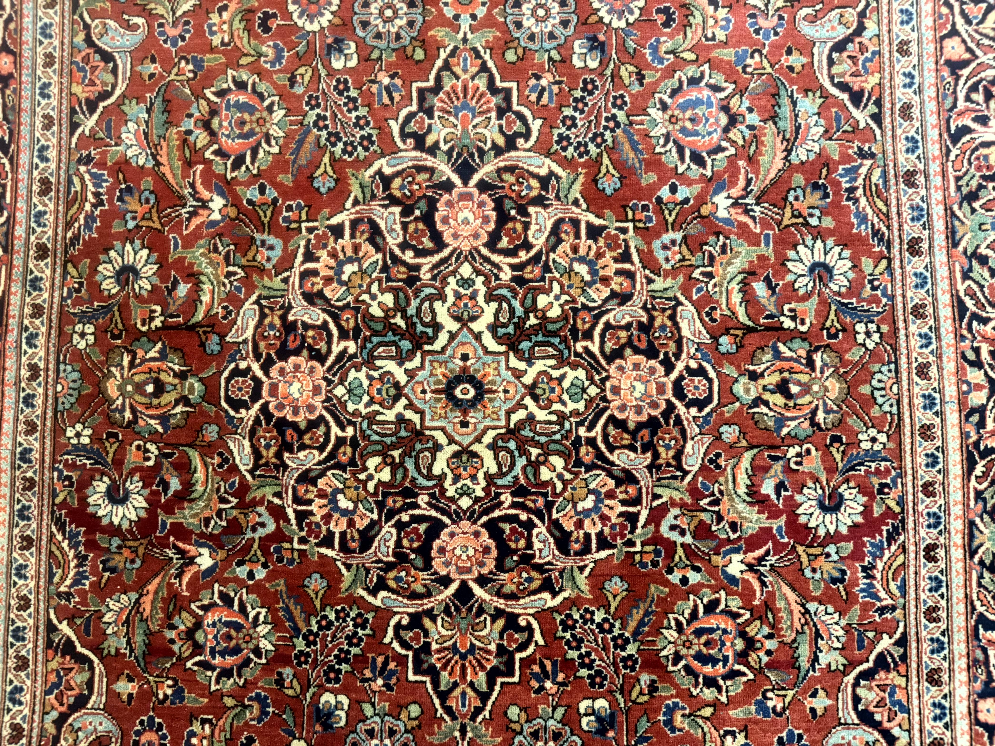 Persian Kashan Rug 4x7, Red, Floral Medallion, Vintage, Wool - Jewel Rugs