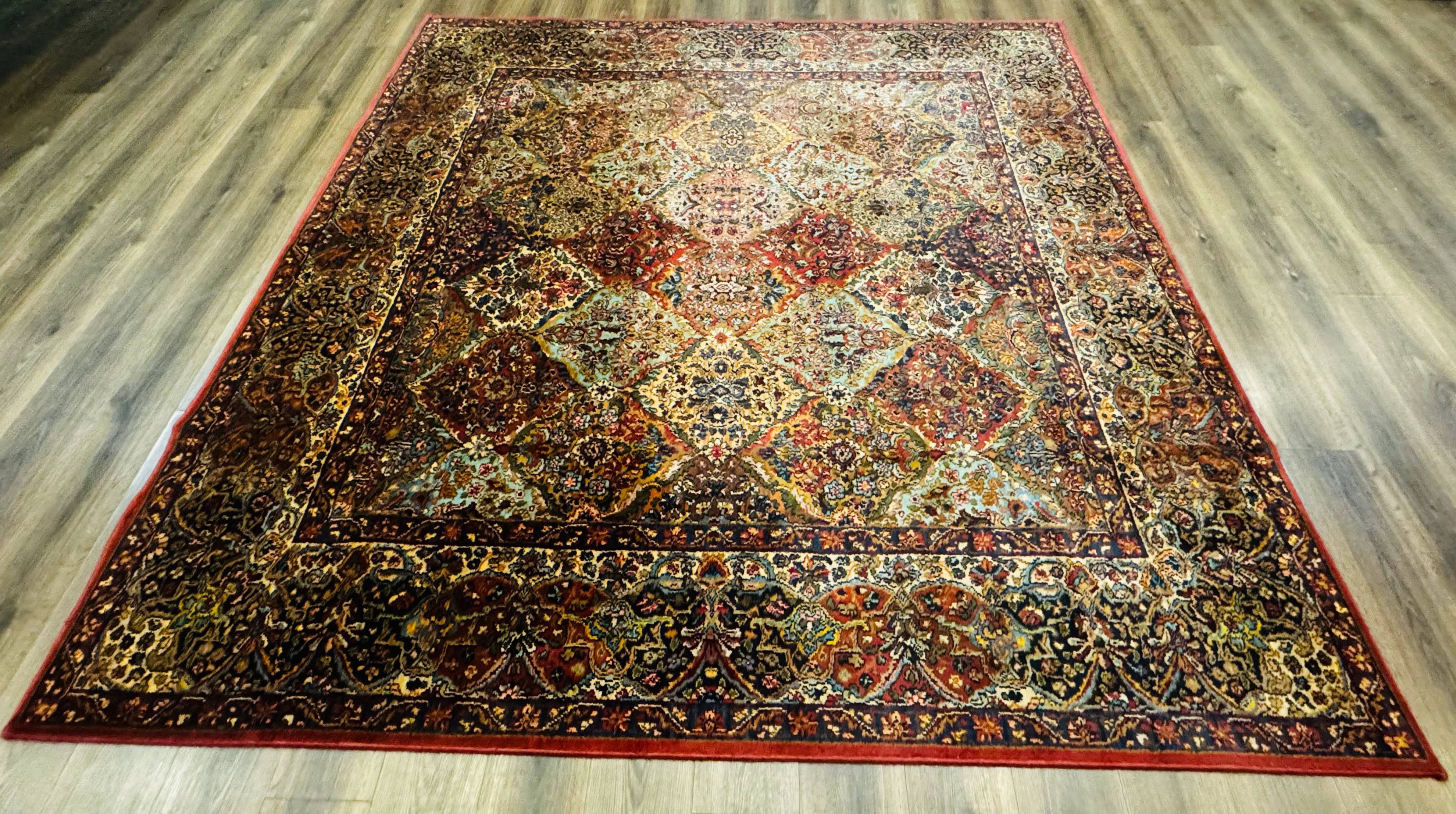 Square Karastan Multicolor Panel Kirman Rug #717, Rare Size 8.8 x 8.8, Original 700 Series, Wool - Jewel Rugs