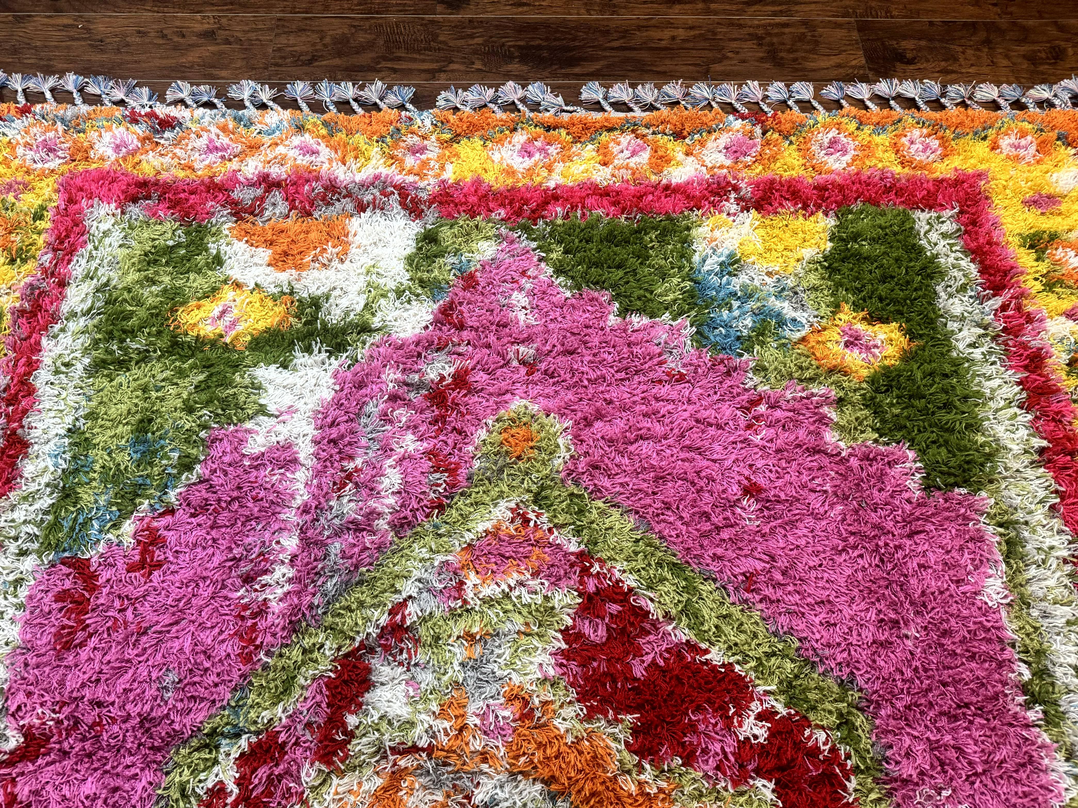 Colorful Shag Rug 8x10, Fuchsia and Multicolor - Jewel Rugs