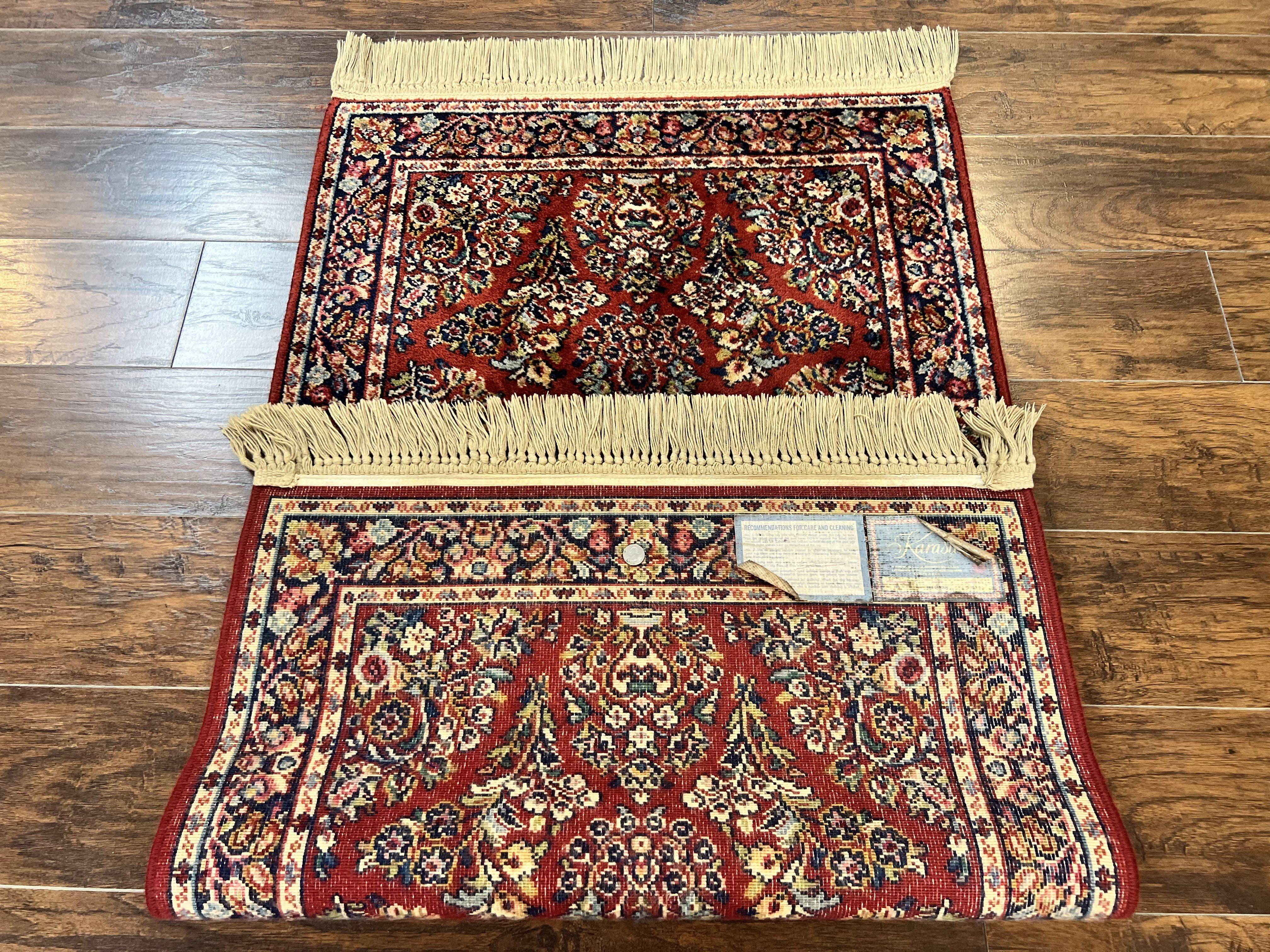 Karastan Red Sarouk Rug #785, Small Karastan Wool Pile Rug 3x5 ft, Original 700 Series, Discontinued Vintage Karastan Carpet - Jewel Rugs