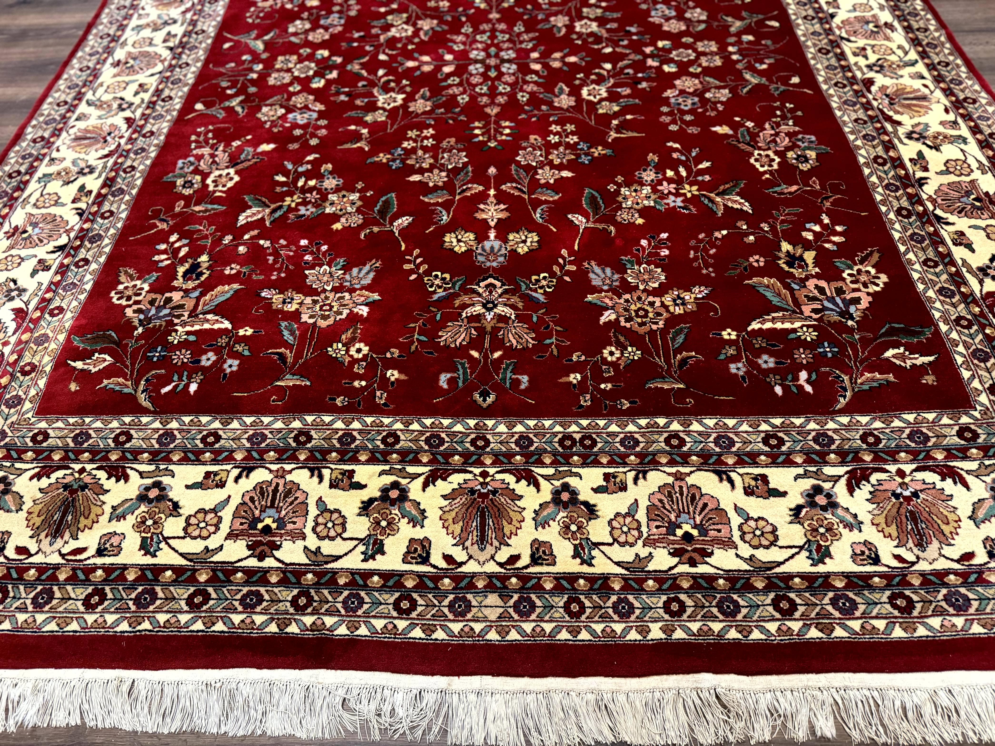 Indo Persian Rug 8x10, Red and Cream, Floral, Pande Cameron - Jewel Rugs