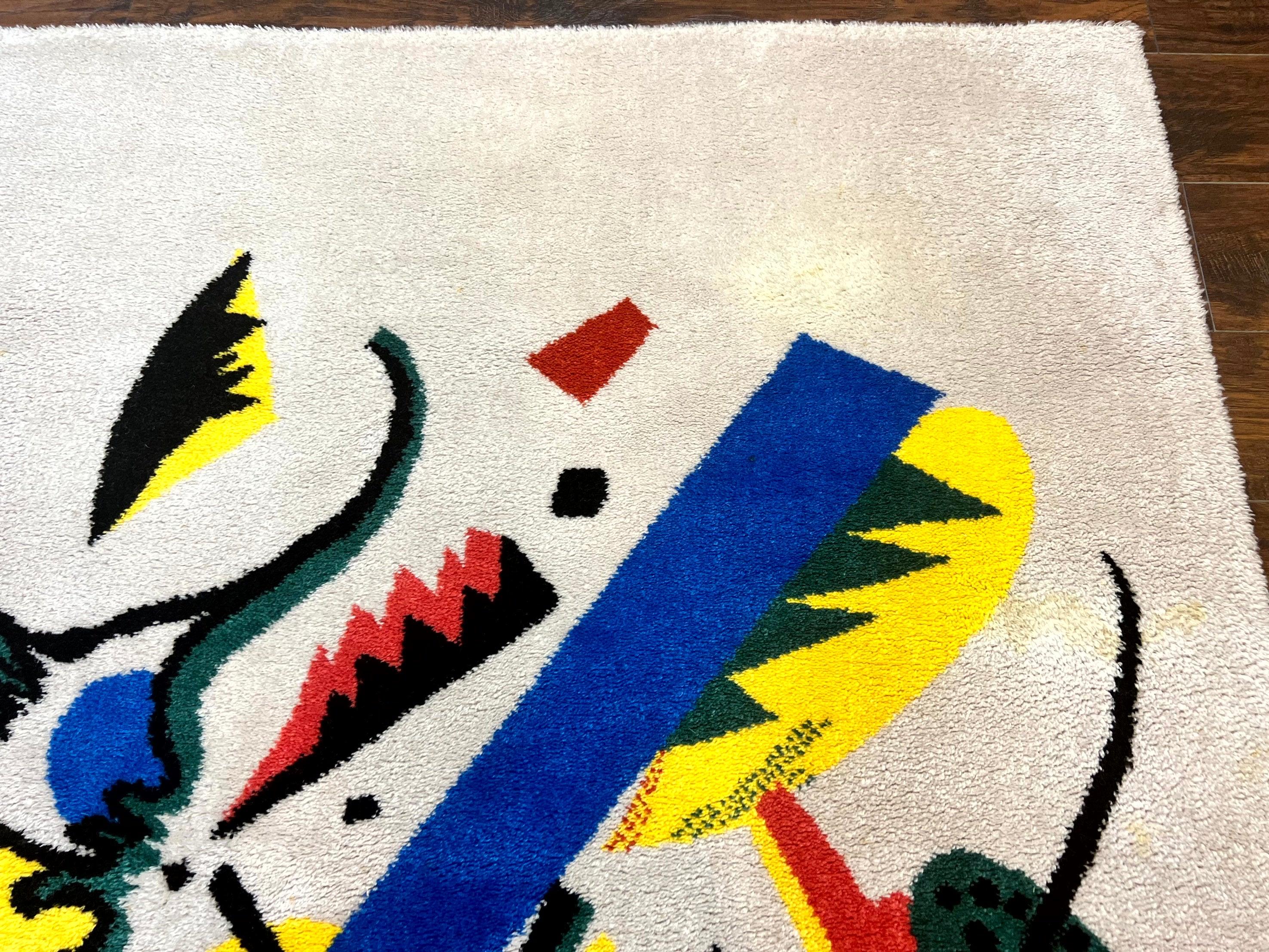 Danish Rya Shag Rug 6x9, EGE Axminster Carpet, Ivory, Modern Abstract Rug, Signed by Designer - Jewel Rugs