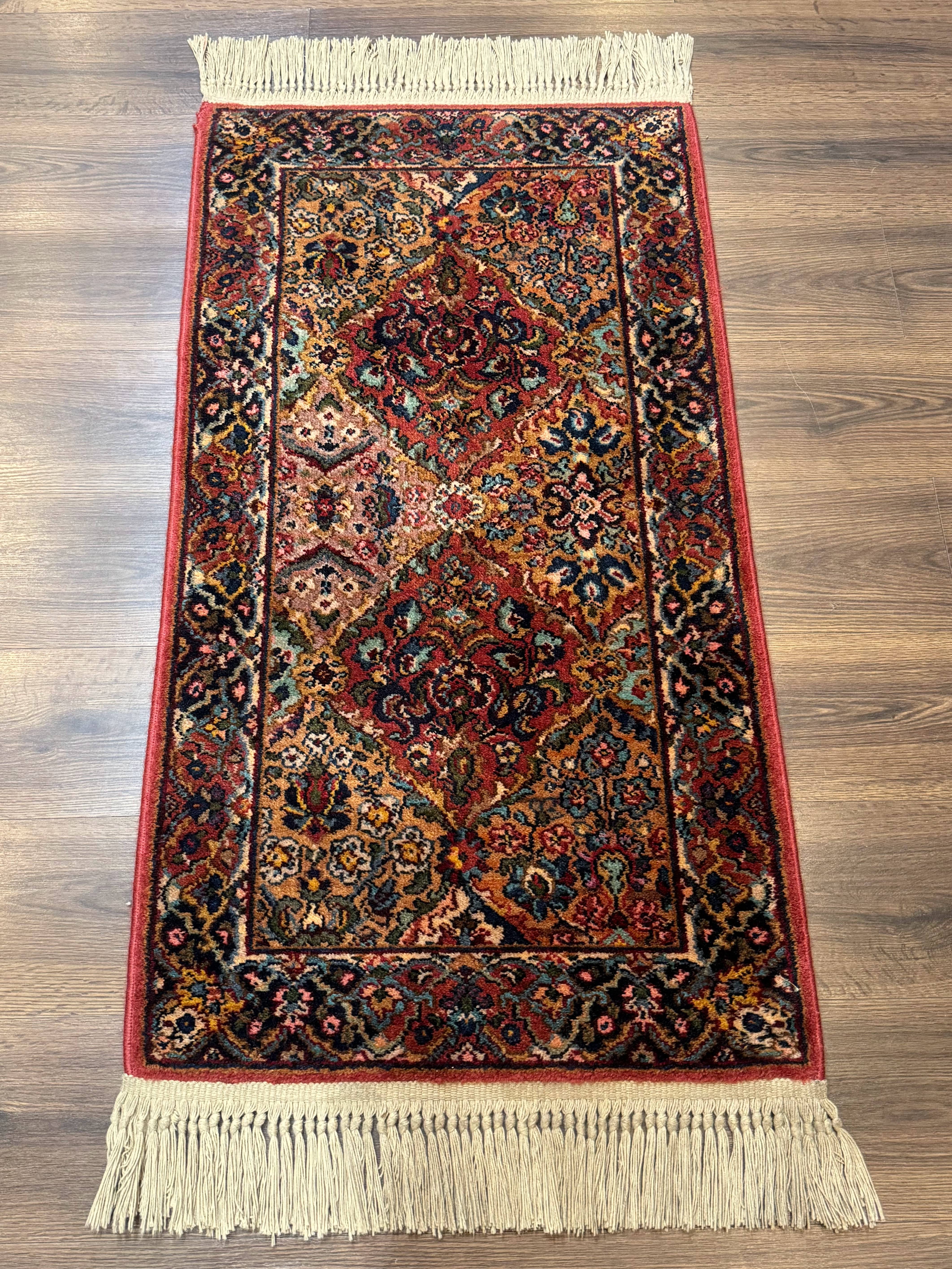 Karastan Rug 2x4 Multicolor Panel Kirman #717, Original 700 Series, Wool Pile Vintage Discontinued - Jewel Rugs