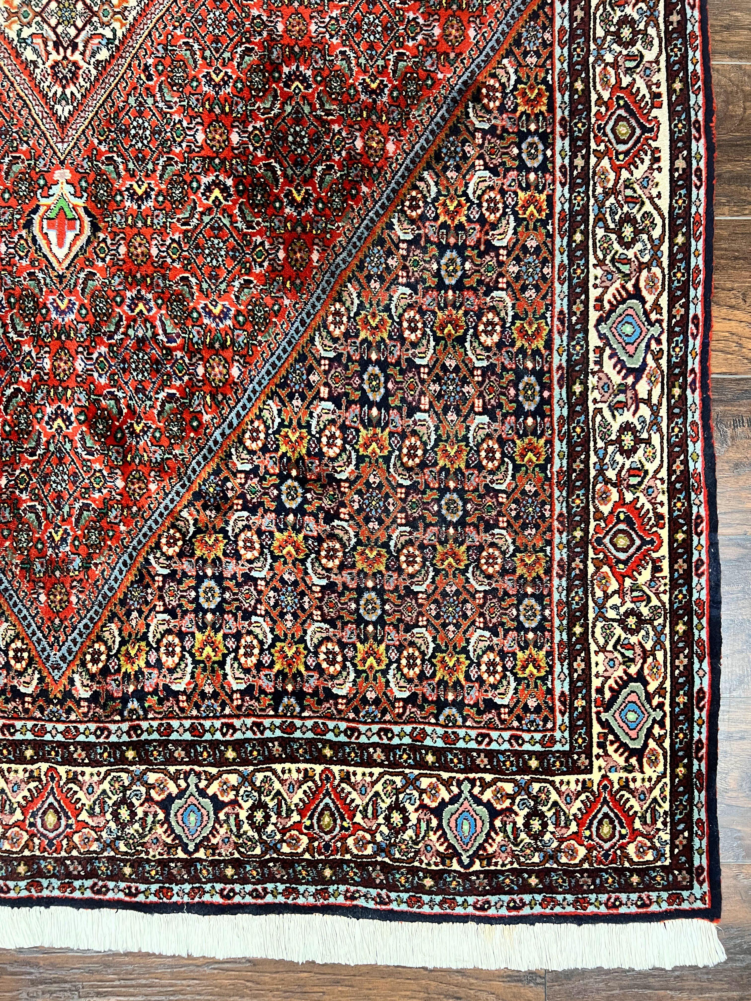 Persian Bidjar Rug 5x10, Wool Hand Knotted Vintage Carpet, Highly Detailed, Mahi Herati Pattern, 5 x 10 Oriental Rug - Jewel Rugs