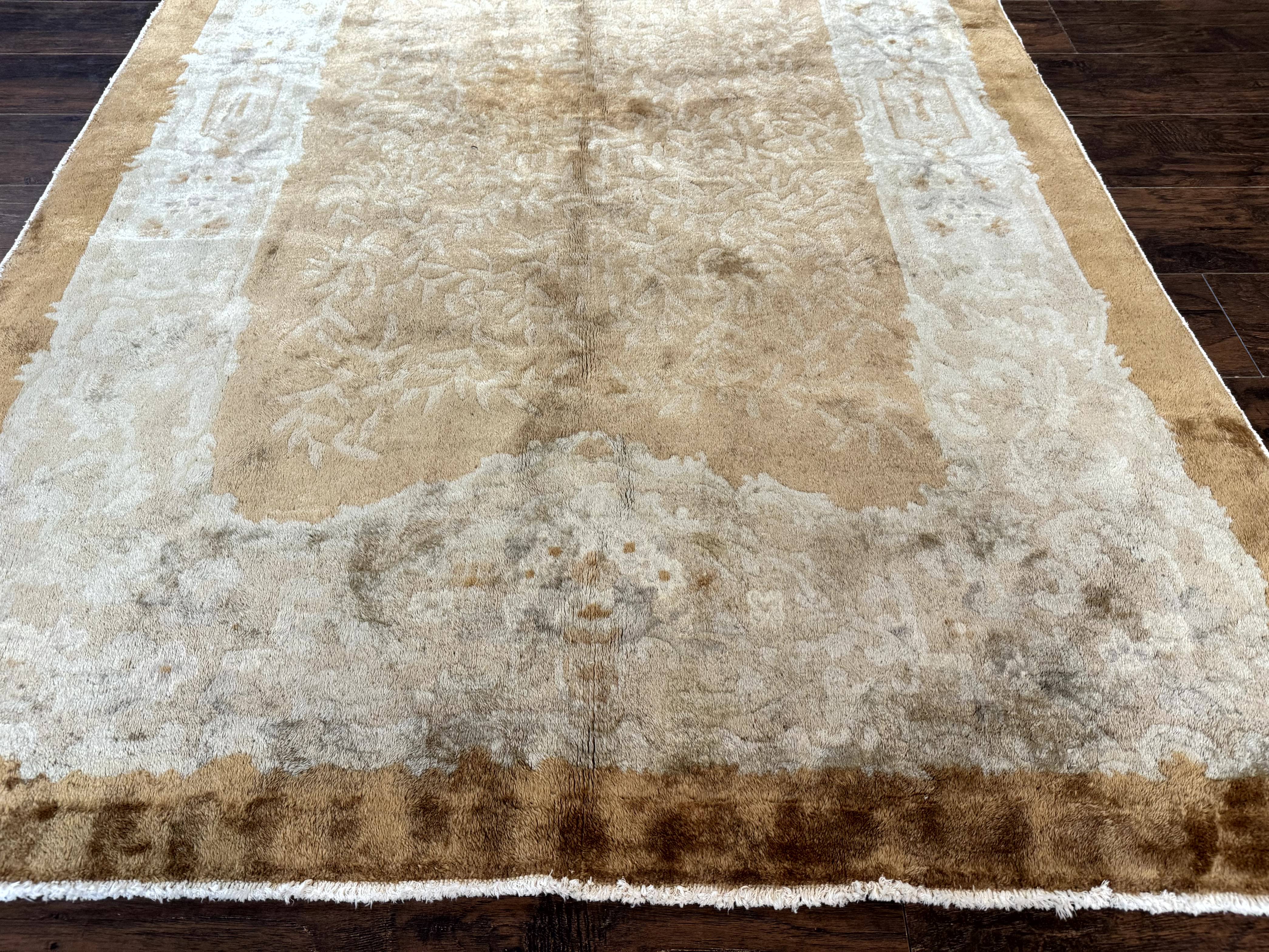 Chinese Peking Rug 5x7, Golden-Tan, Vintage Chinese Wool Carpet - Jewel Rugs