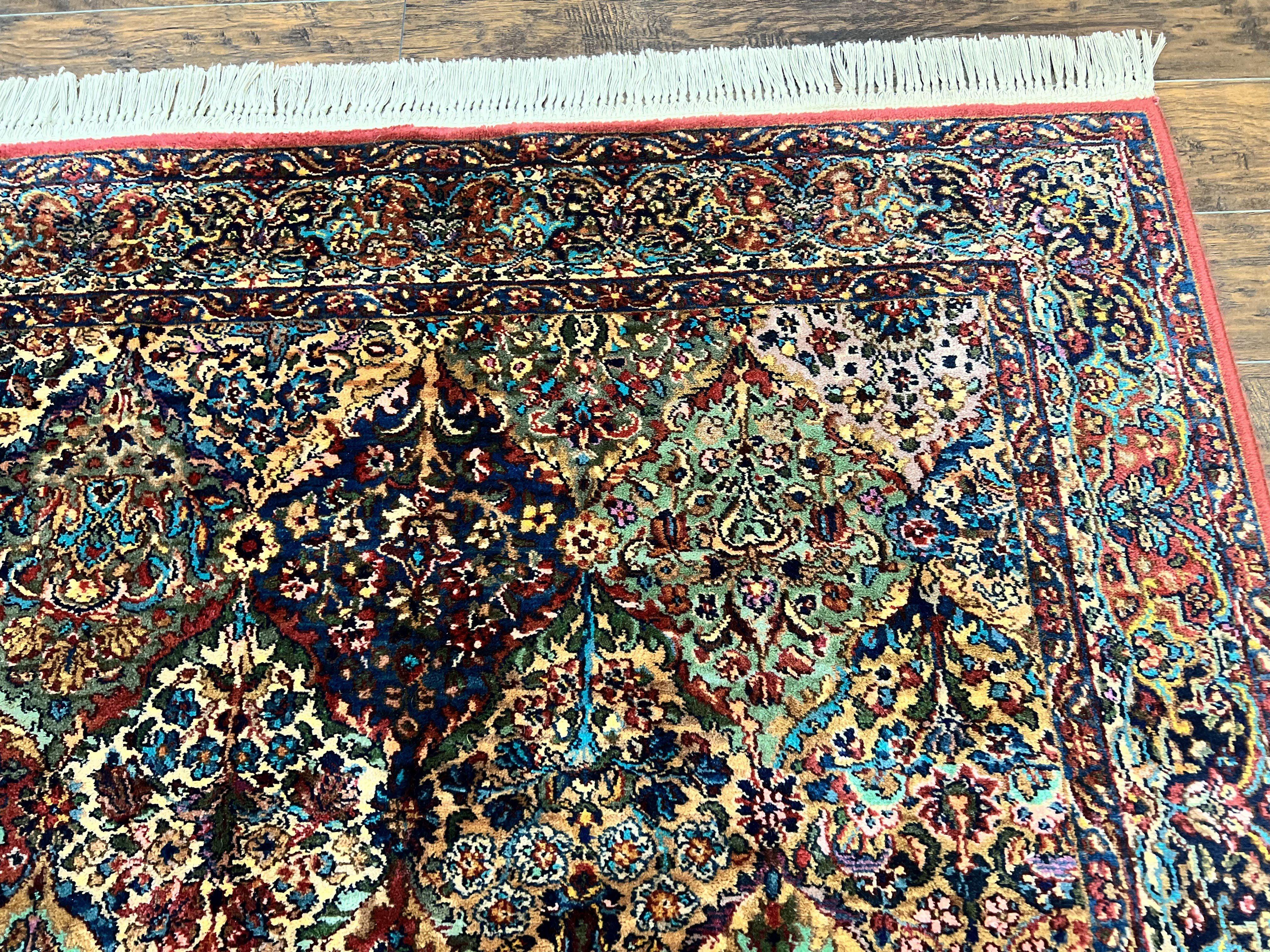 Karastan Rug 5.9 x 9, Multicolor Panel Kirman Rug #717, Wool Original Karastan Collection 700 Series - Jewel Rugs