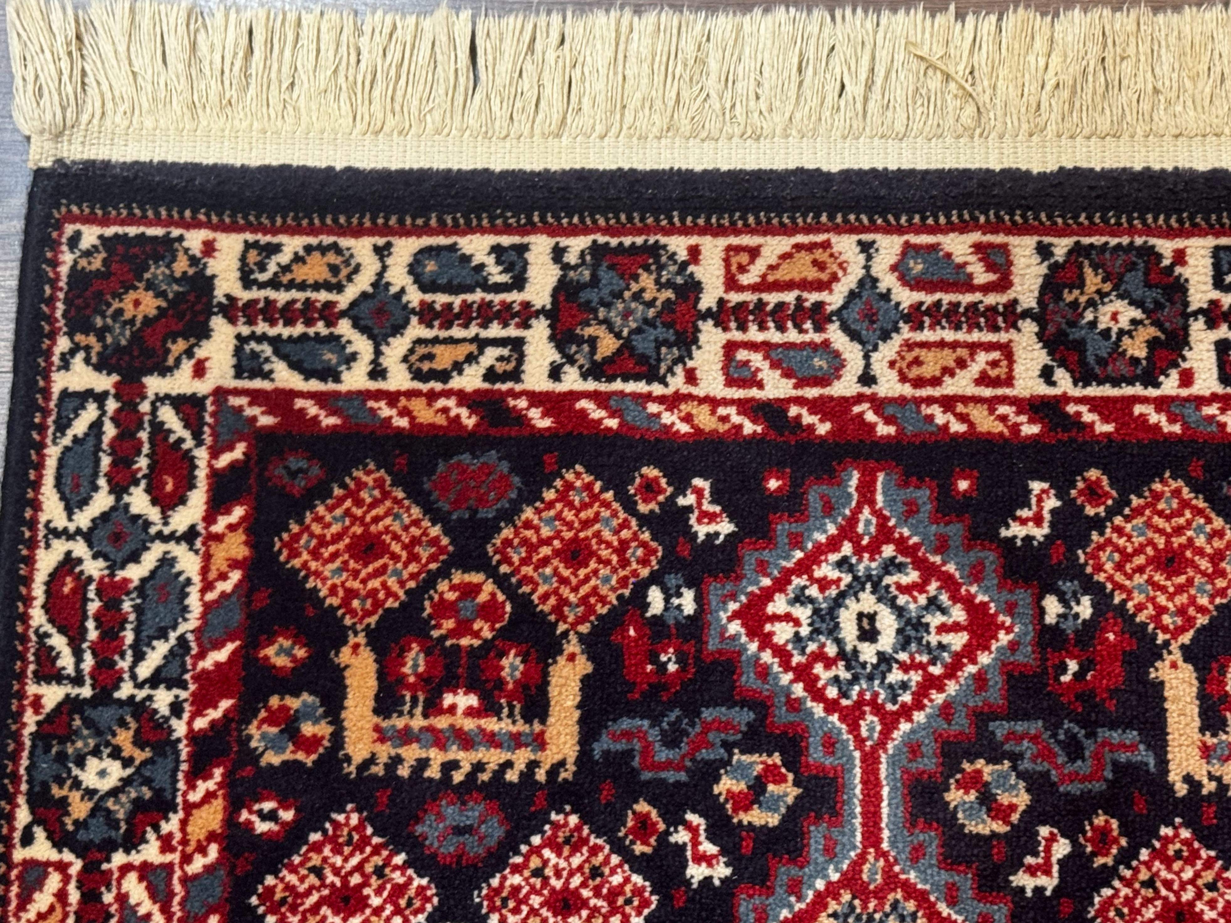 Small Karastan Rug 3x4, Yuruk Collection, Wool, Tribal, Geometric, Navy Blue - Jewel Rugs