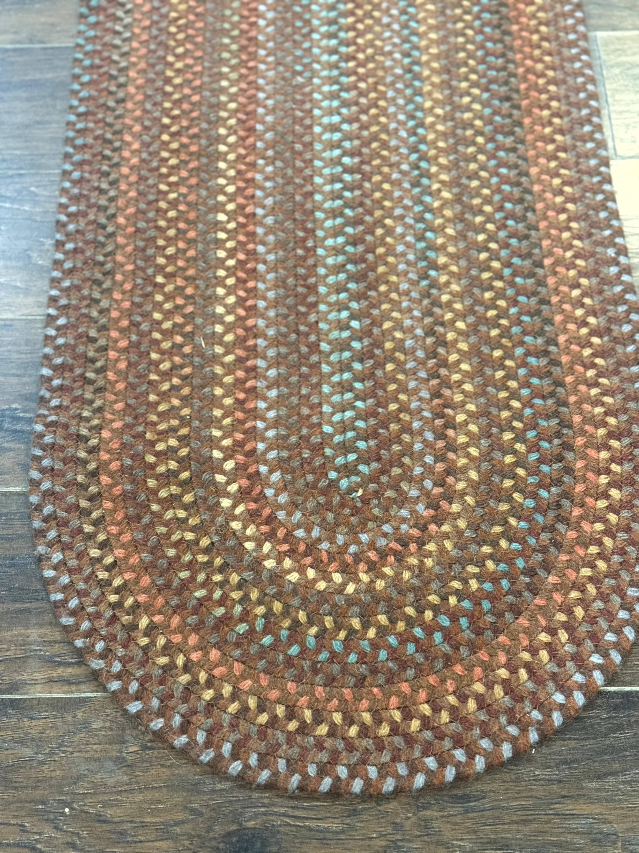 American Braided Runner Rug 2 x 9, Multicolor Vintage Hand Braided Runner 2x9 ft, Oval Braided Runner, Rare Size - Jewel Rugs